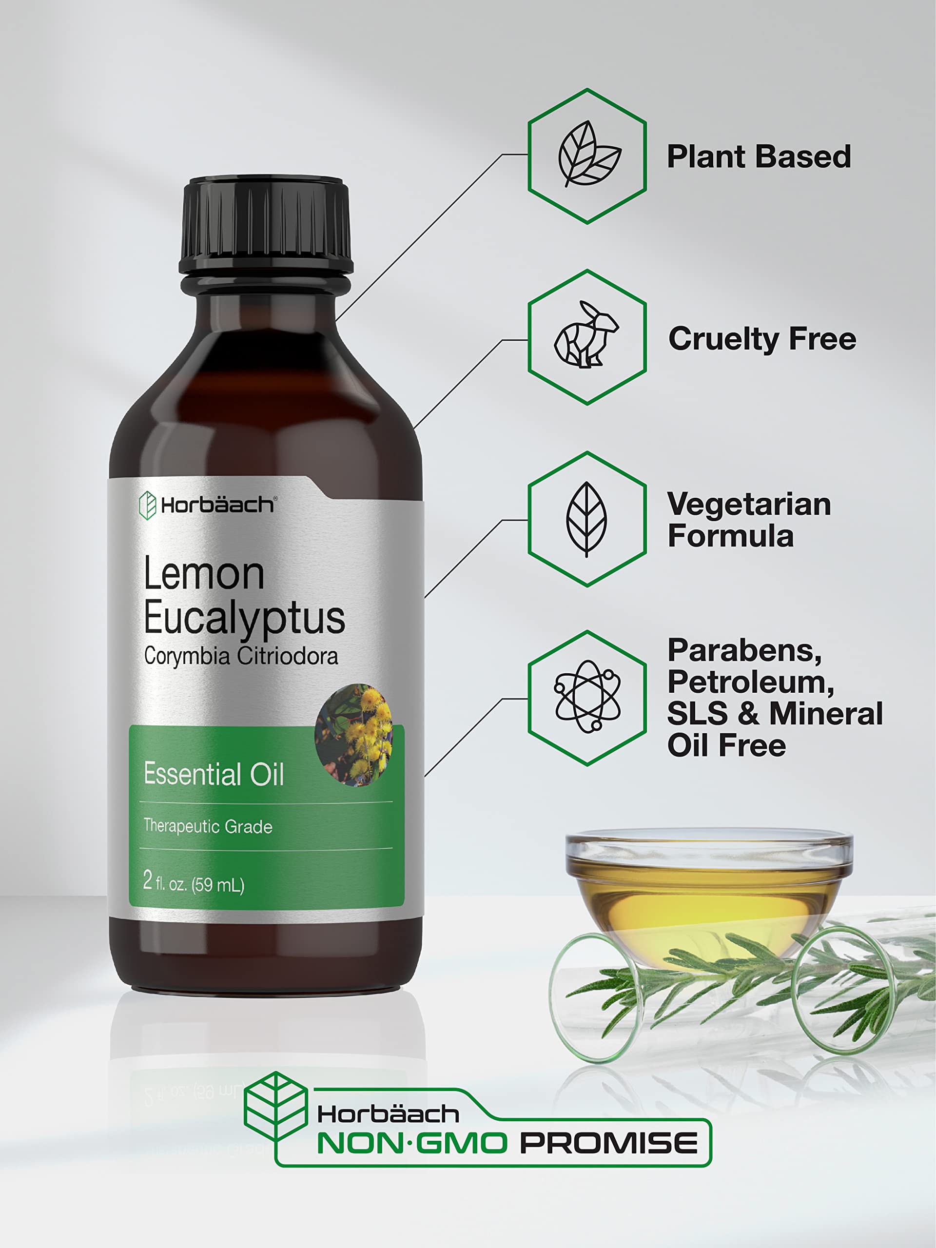 Foto 4 | Aceite Esencial Horbäach, Limón Y Eucalipto, 60 Ml, Grado Terapéutico - Venta Internacional.