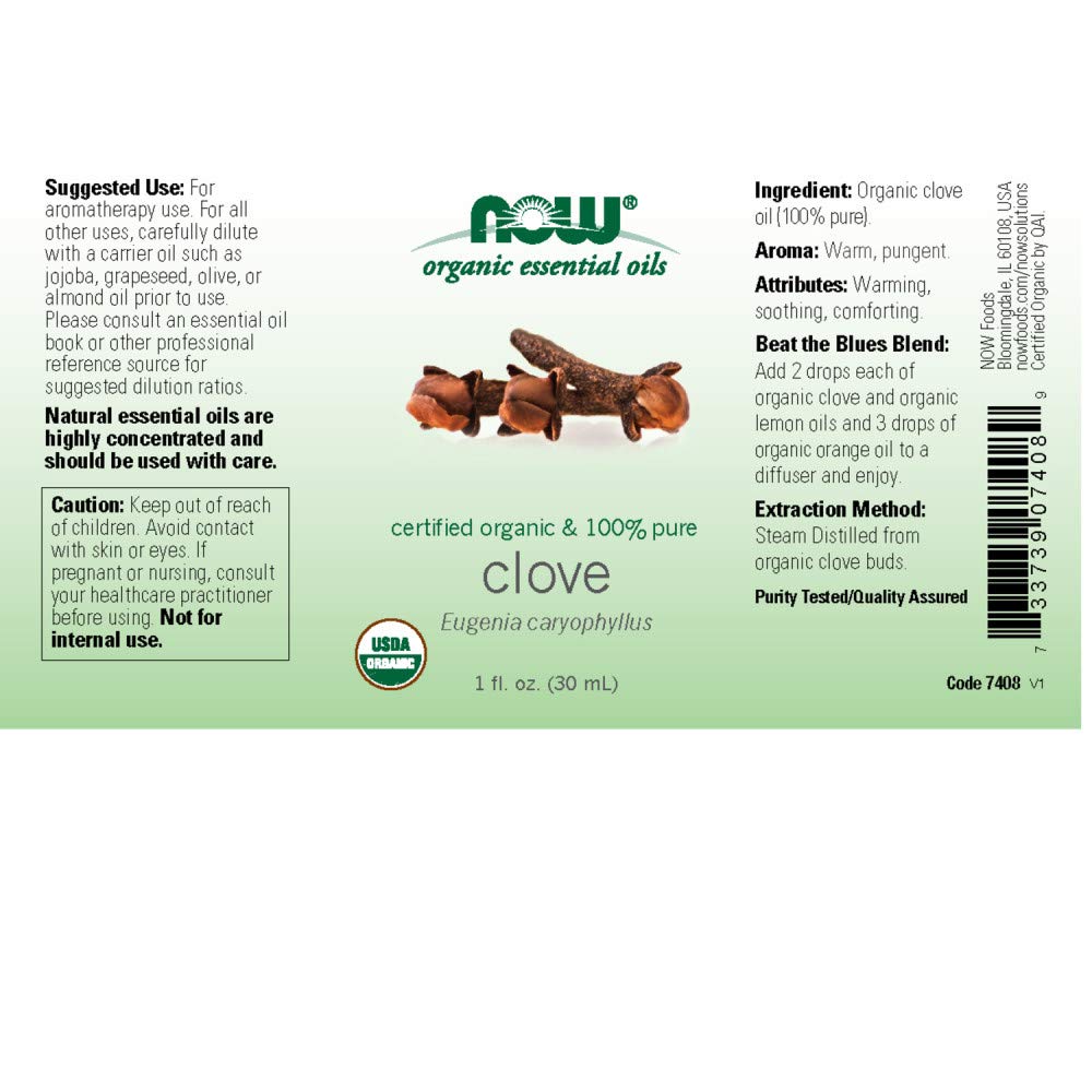 Foto 3 pulgar | Aceite Esencial Now Foods De Clavo Orgánico, 30 Ml, 100% Vegano Puro - Venta Internacional.