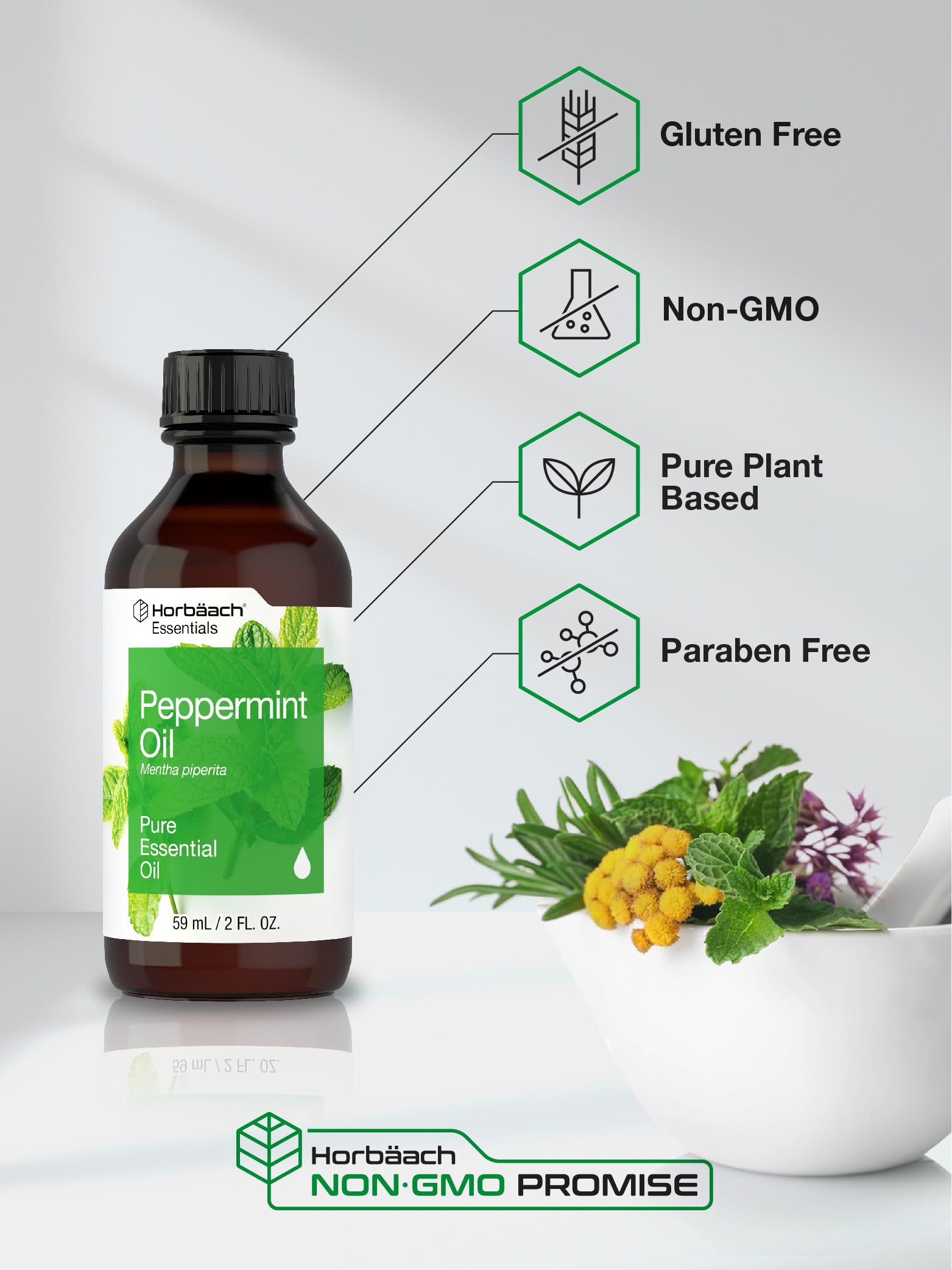 Foto 6 pulgar | Aceite Esencial Horbäach Peppermint 60 Ml Puro Para Aromaterapia - Venta Internacional.