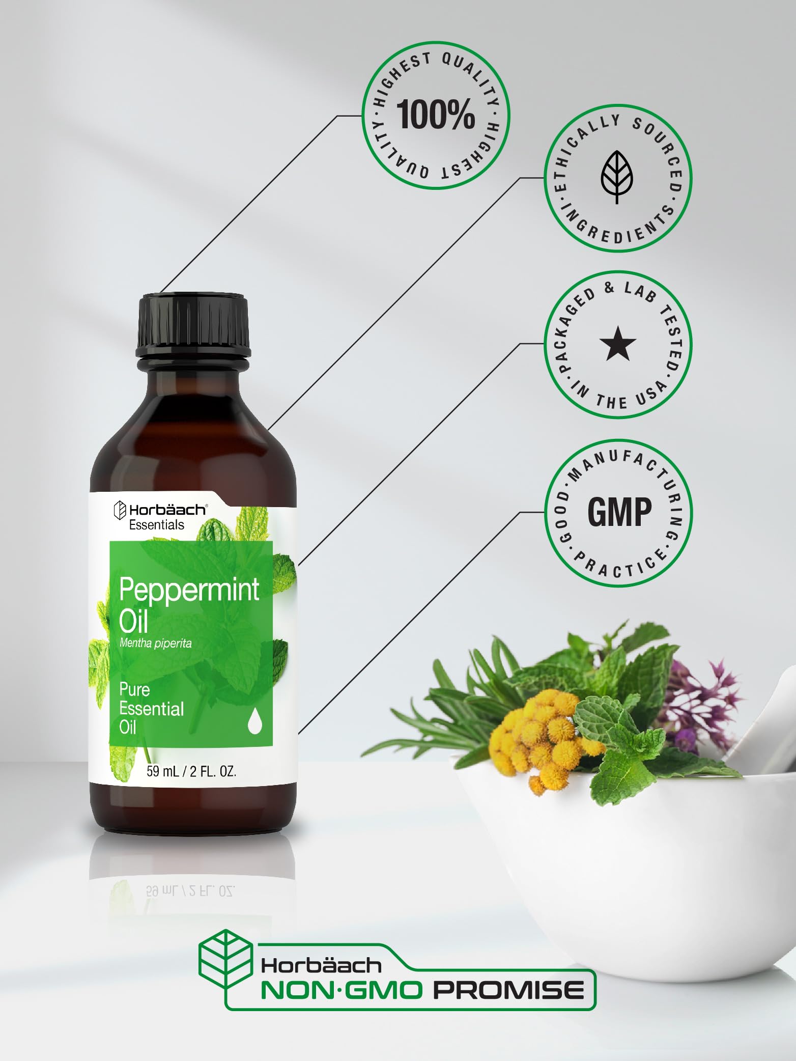 Foto 7 pulgar | Aceite Esencial Horbäach Peppermint 60 Ml Puro Para Aromaterapia - Venta Internacional.