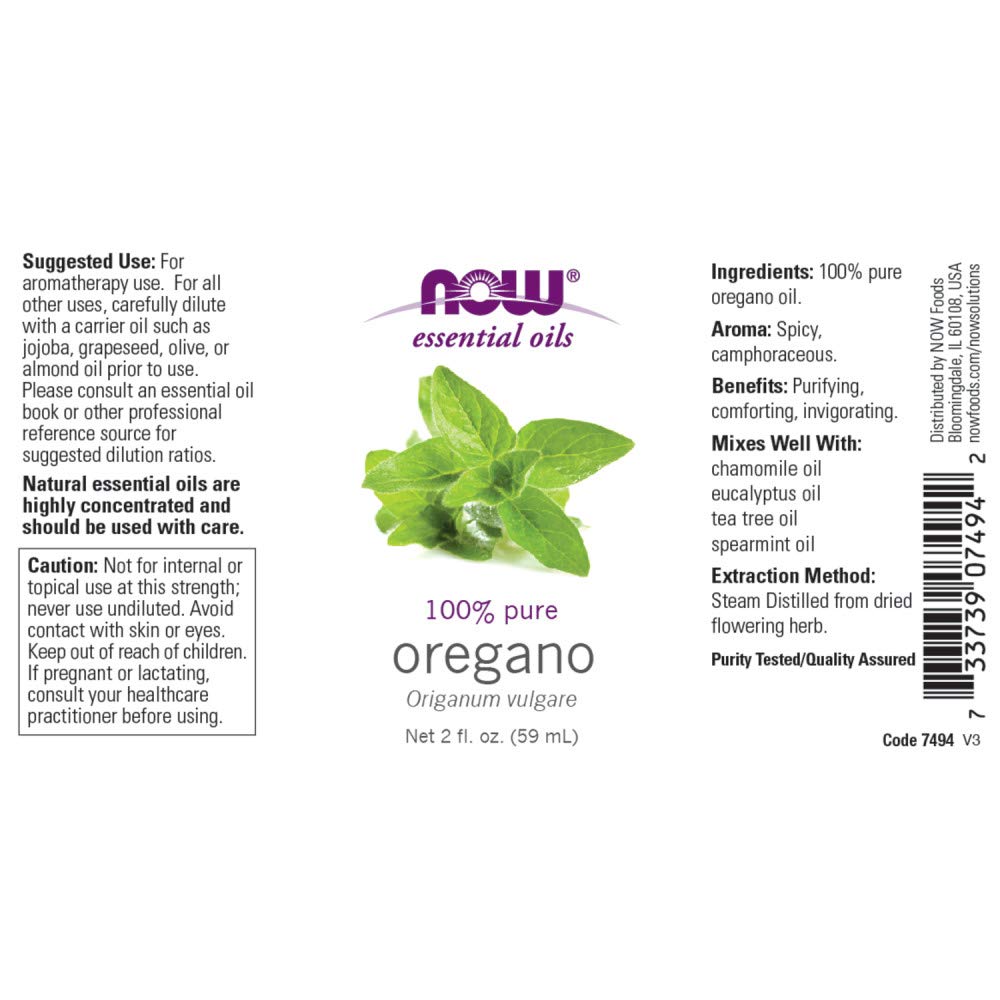 Foto 3 pulgar | Aceite Esencial Now Foods De Orégano 100% Puro Vegano, 60 Ml - Venta Internacional.