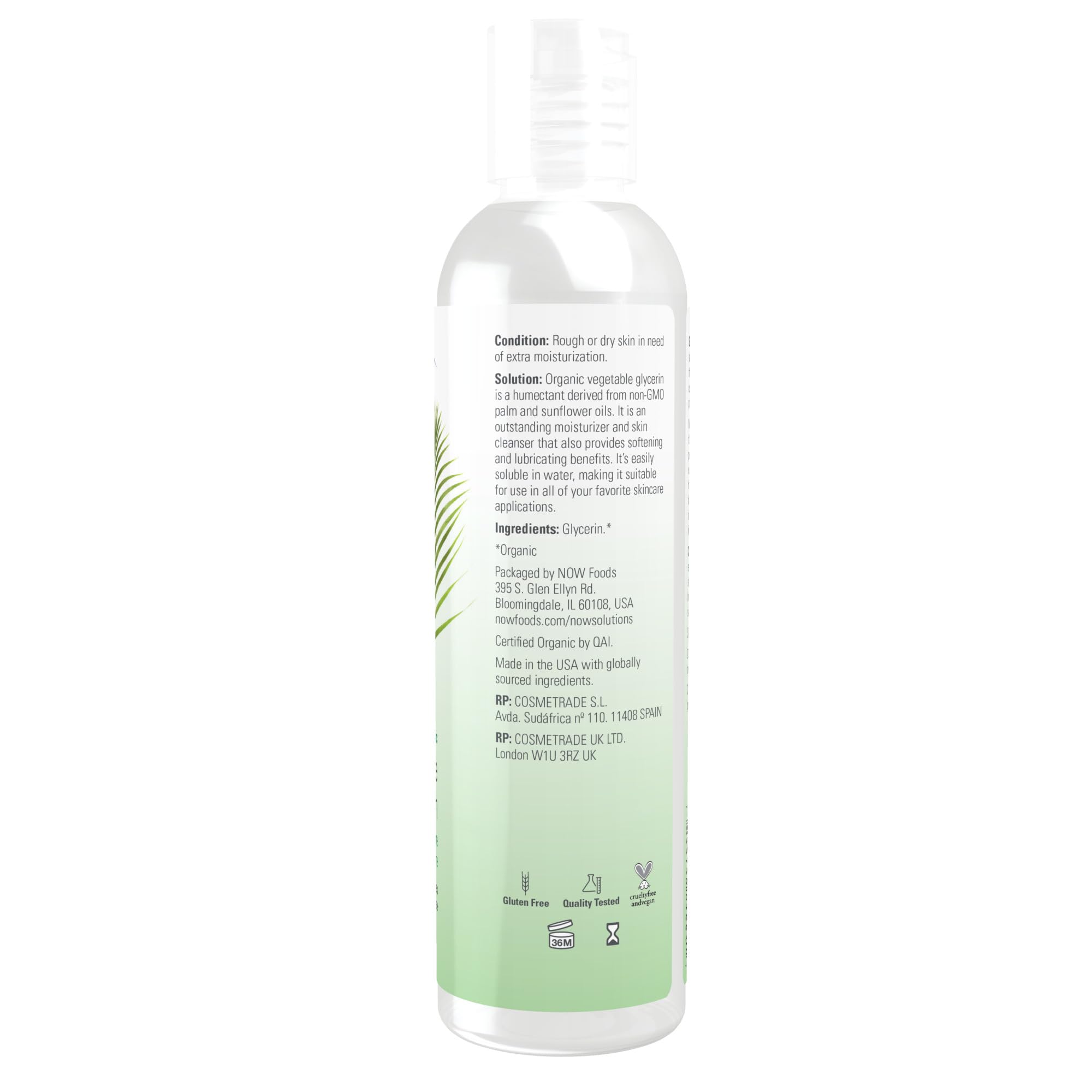 Foto 3 pulgar | Glicerina Vegetal Orgánica De Oil Now Solutions, 240 Ml, 100% Pura - Venta Internacional.