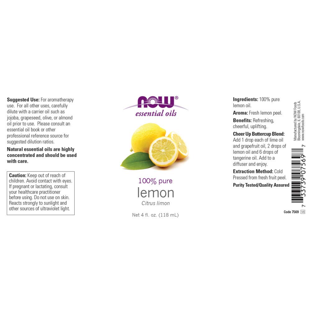Foto 3 pulgar | Aceite Esencial Now Foods Lemon 120 Ml Con Gotero De Vidrio - Venta Internacional.