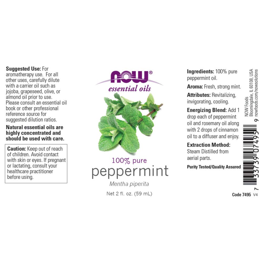 Foto 3 pulgar | Aceite Esencial Now Foods De Menta, 60 Ml, 100% Puro Vegano - Venta Internacional.