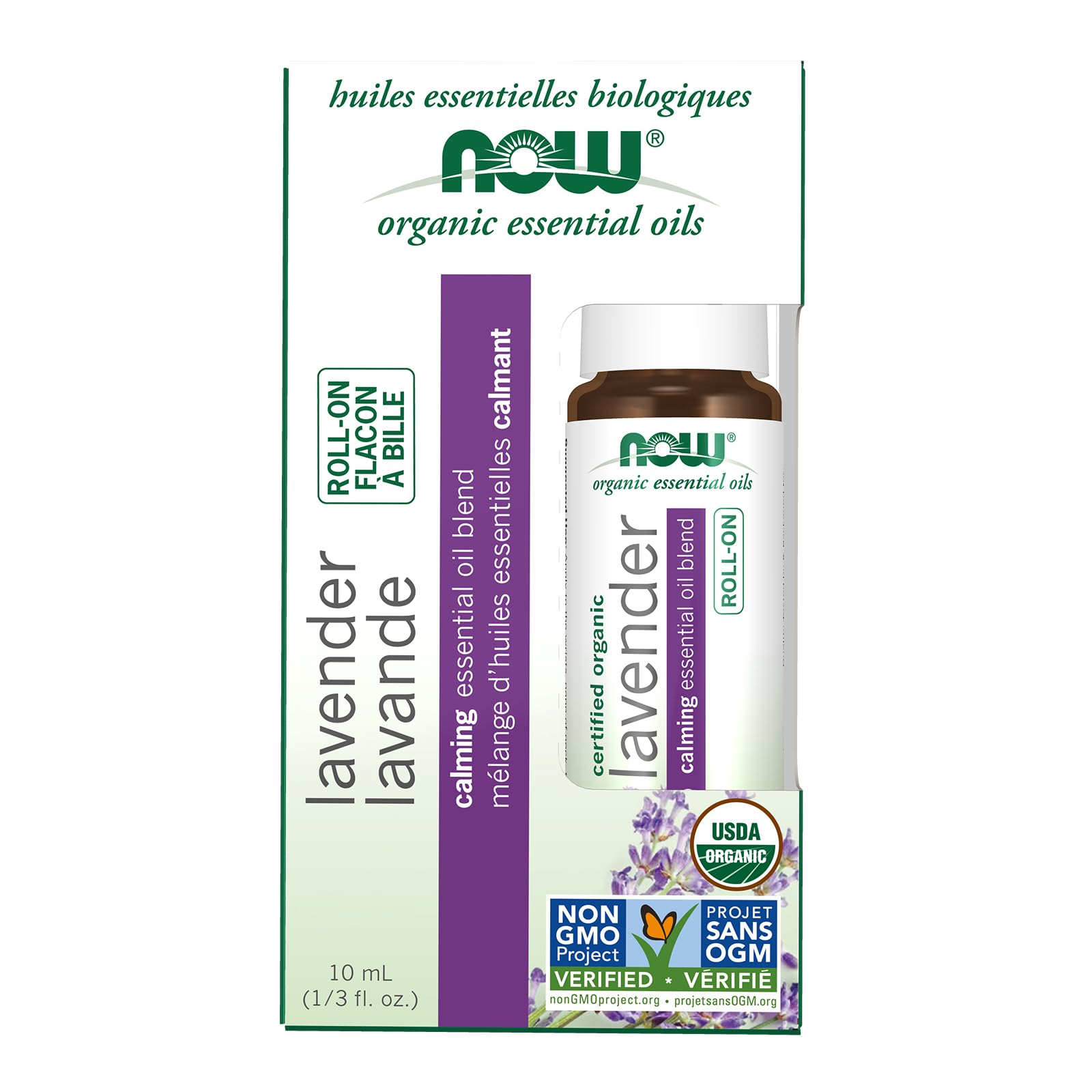 Aceite Esencial Roll-on Now Foods De Lavanda, 10 Ml, Certificado Orgánico - Venta Internacional.