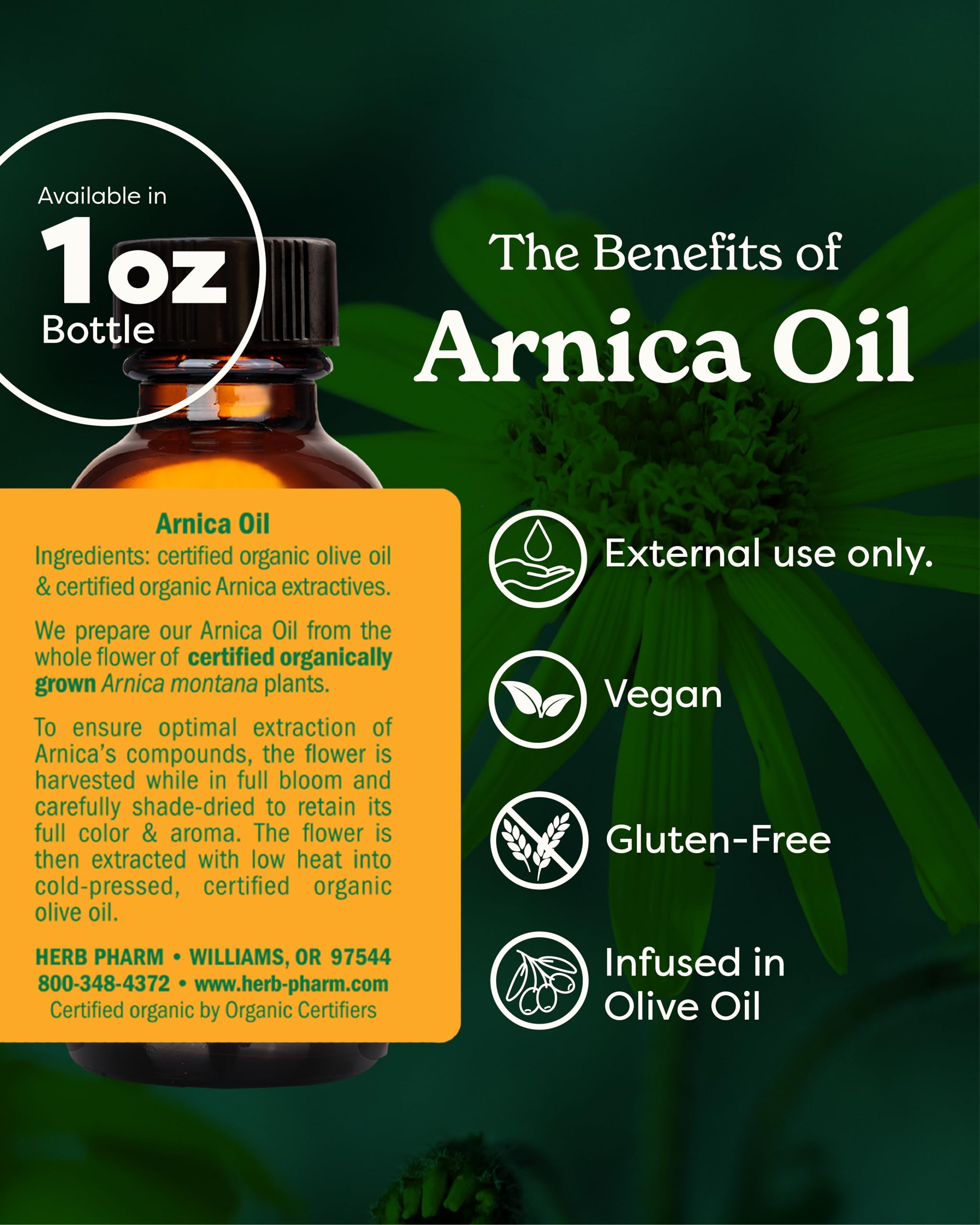 Foto 3 pulgar | Aceite De Árnica Herb Pharm, Certificado Orgánico, 30 Ml, Para Uso Externo - Venta Internacional.