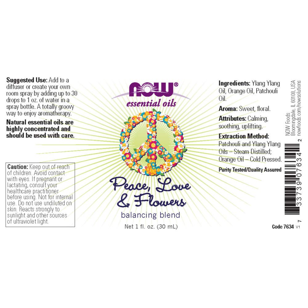 Foto 3 pulgar | Aceites Esenciales Now Foods Peace Love Flowers, 30 Ml, Veganos - Venta Internacional.