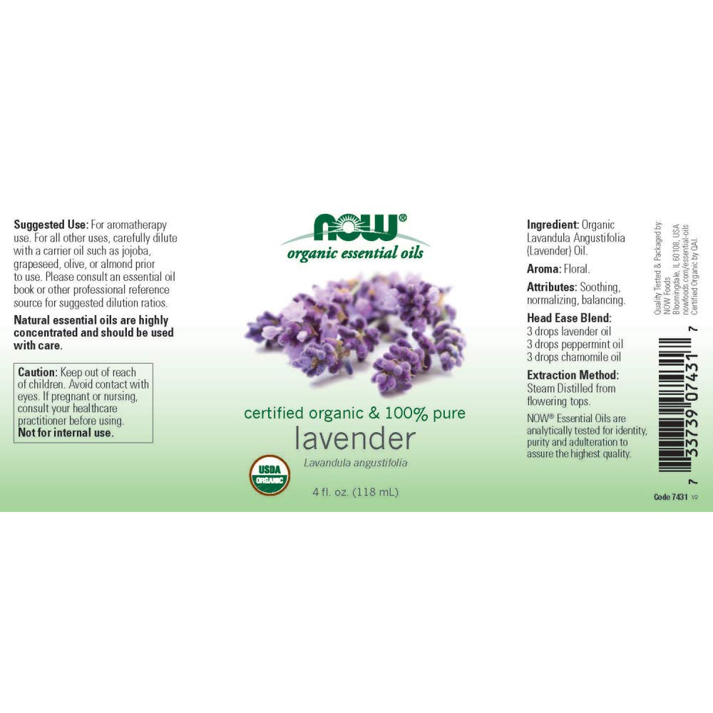 Foto 3 pulgar | Aceite Esencial Now Foods De Lavanda Orgánica, 118 Ml, 100% Puro - Venta Internacional.