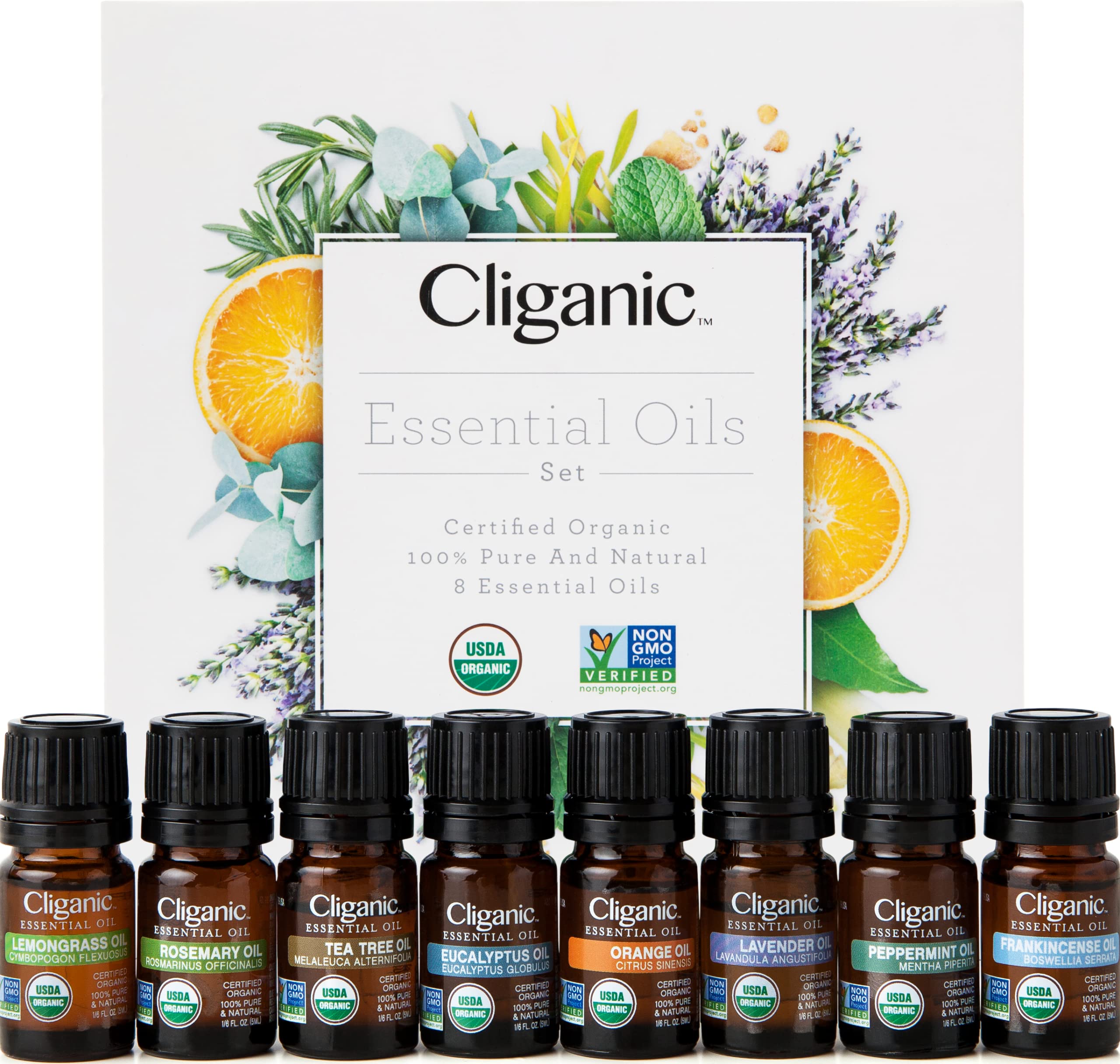 Set De Regalo De Aceites Esenciales De Aromaterapia Cliganic Top 8 100% Orgánico - Venta Internacional.