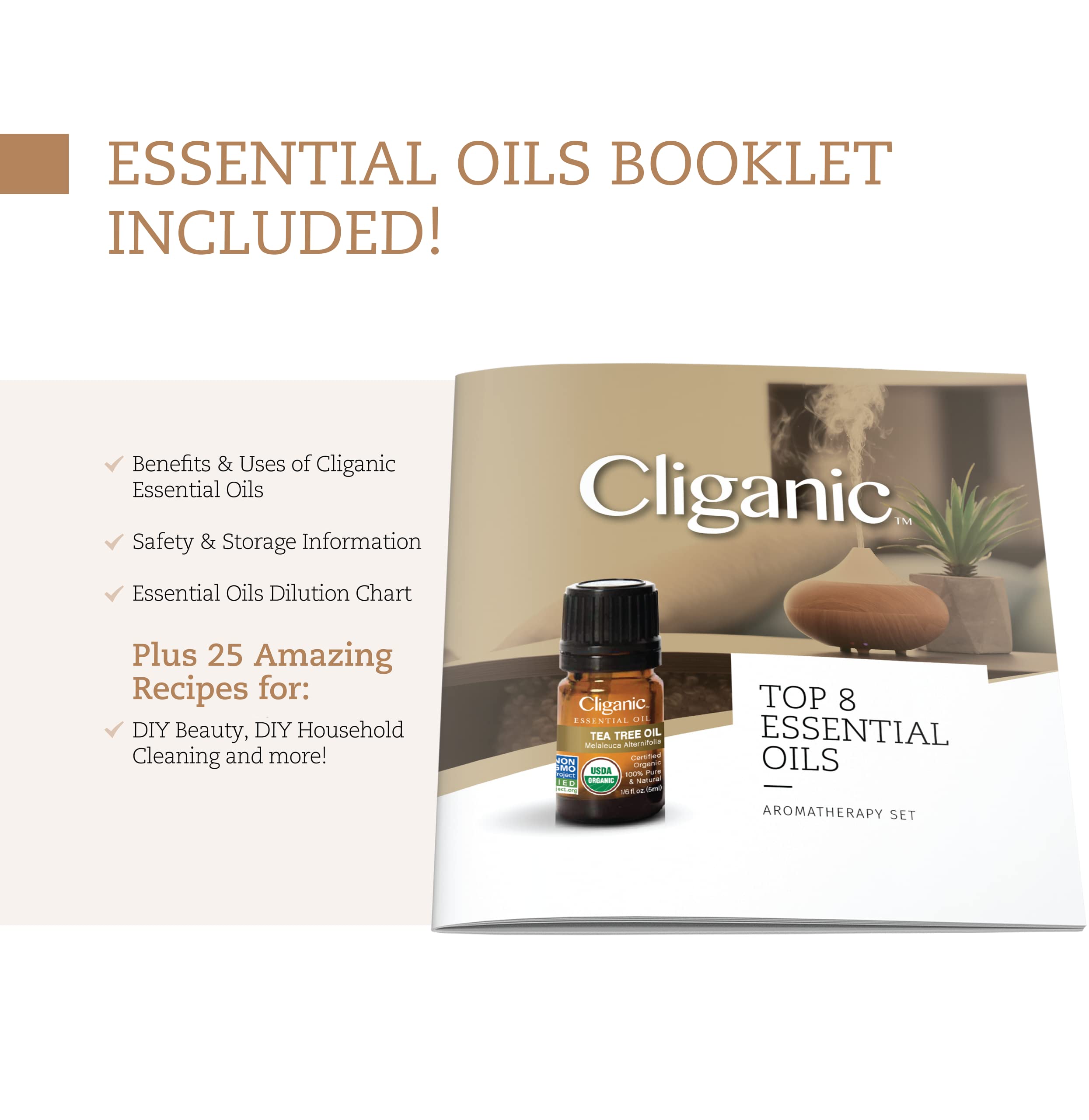 Foto 3 | Set De Regalo De Aceites Esenciales De Aromaterapia Cliganic Top 8 100% Orgánico - Venta Internacional.