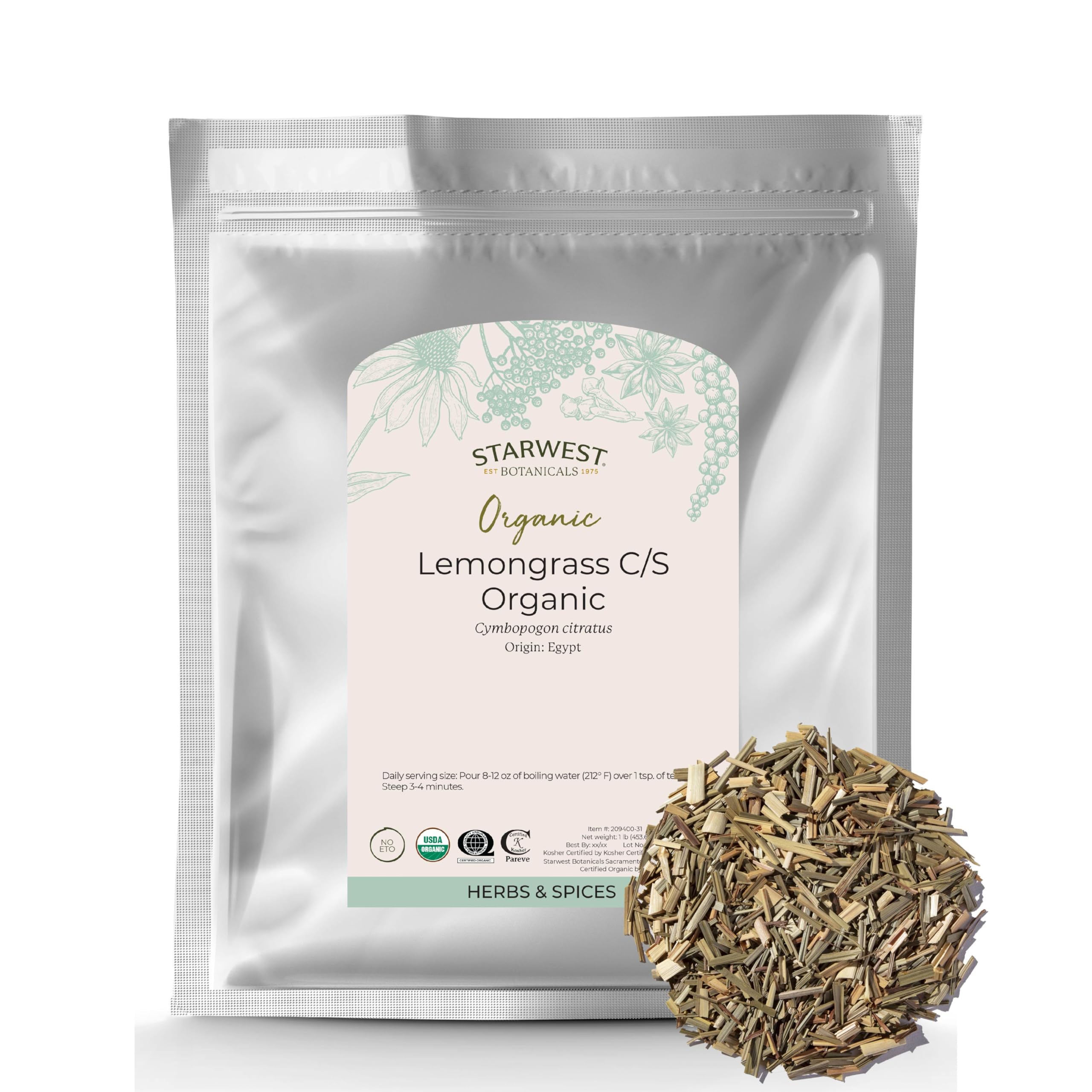 Hierba Seca De Hojas Sueltas Starwest Botanicals, Limoncillo Orgánico, 454 G - Venta Internacional.