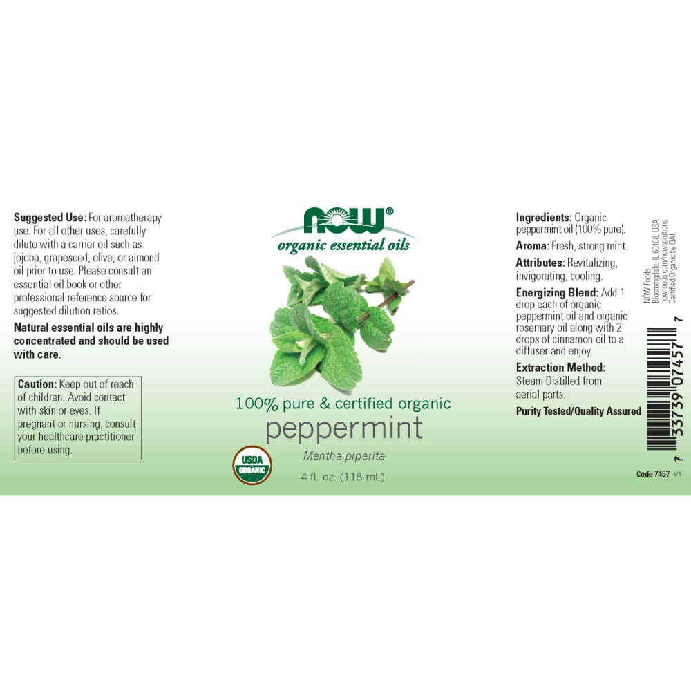 Foto 3 pulgar | Aceite Esencial Now Foods De Menta Orgánica, 120 Ml, 100% Puro - Venta Internacional.