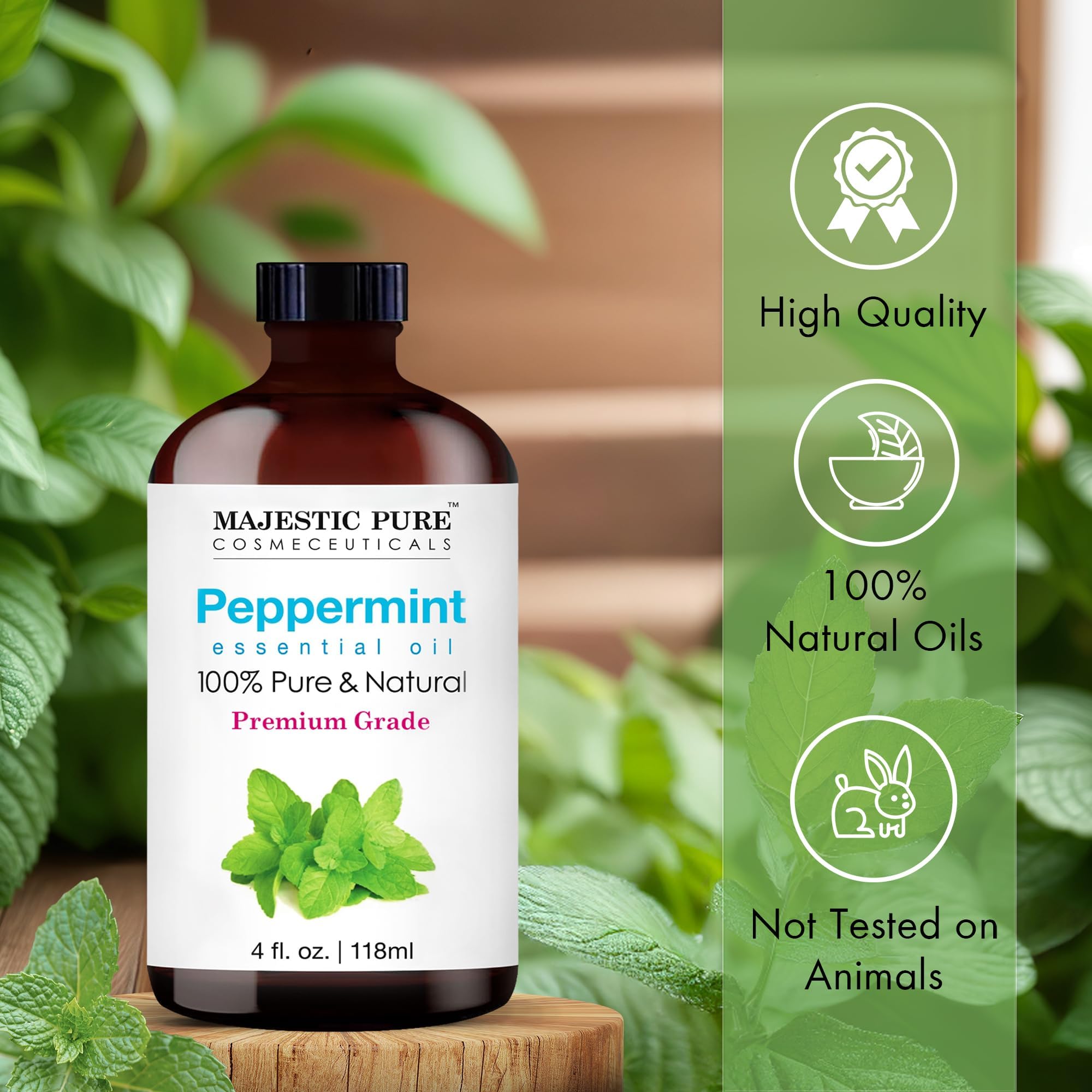 Foto 3 pulgar | Aceite Esencial Majestic Pure Peppermint 120 Ml Con Gotero De Vidrio - Venta Internacional.