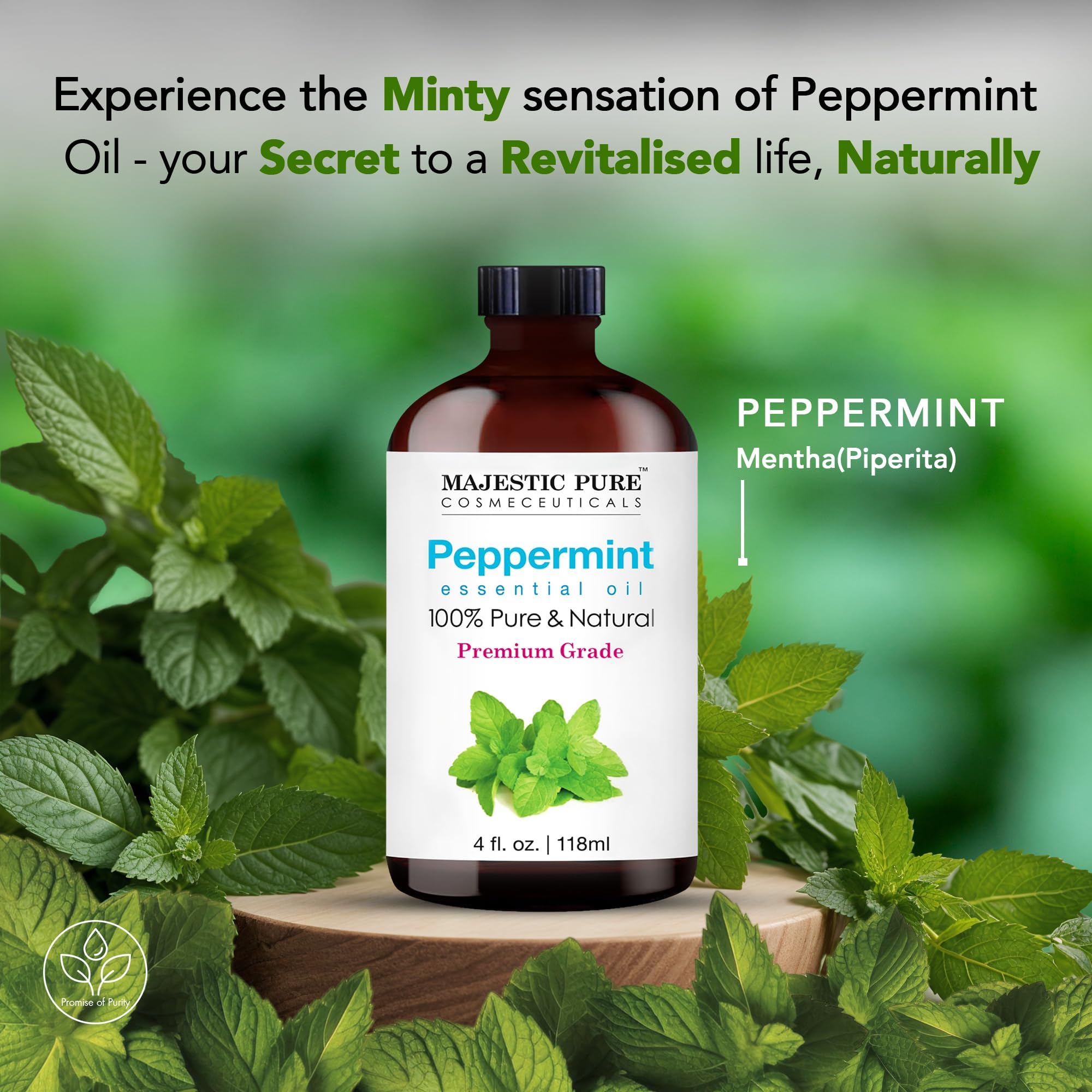 Foto 4 pulgar | Aceite Esencial Majestic Pure Peppermint 120 Ml Con Gotero De Vidrio - Venta Internacional.