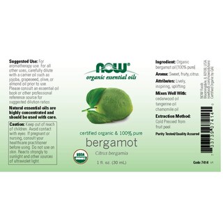 Foto 2 | Aceite Esencial Now Foods De Bergamota Orgánica, 30 Ml, 100% Puro - Venta Internacional.