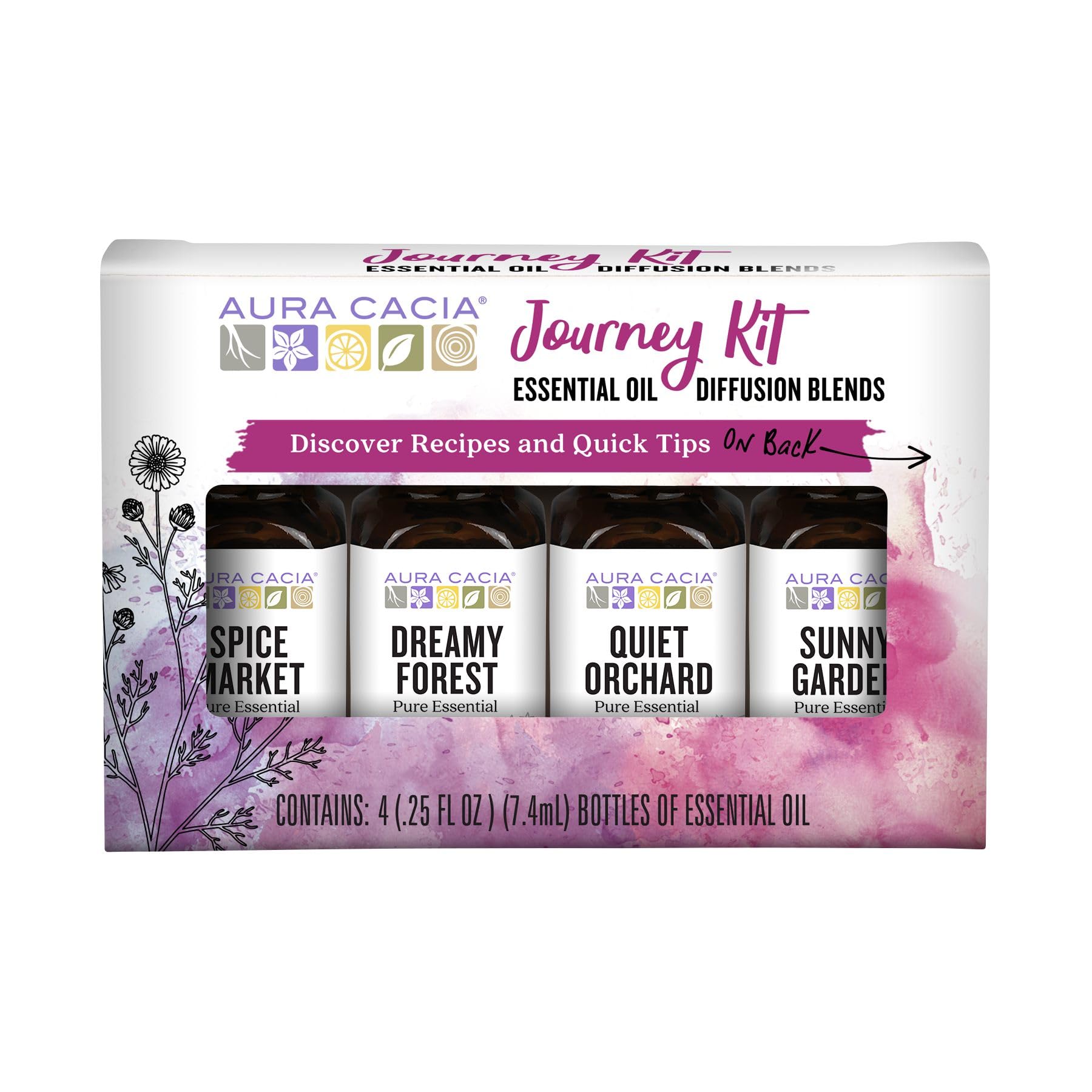 Foto 1 | Kit De Aceites Esenciales De Difusión Aura Cacia Journey, Paquete De 4 - Venta Internacional.
