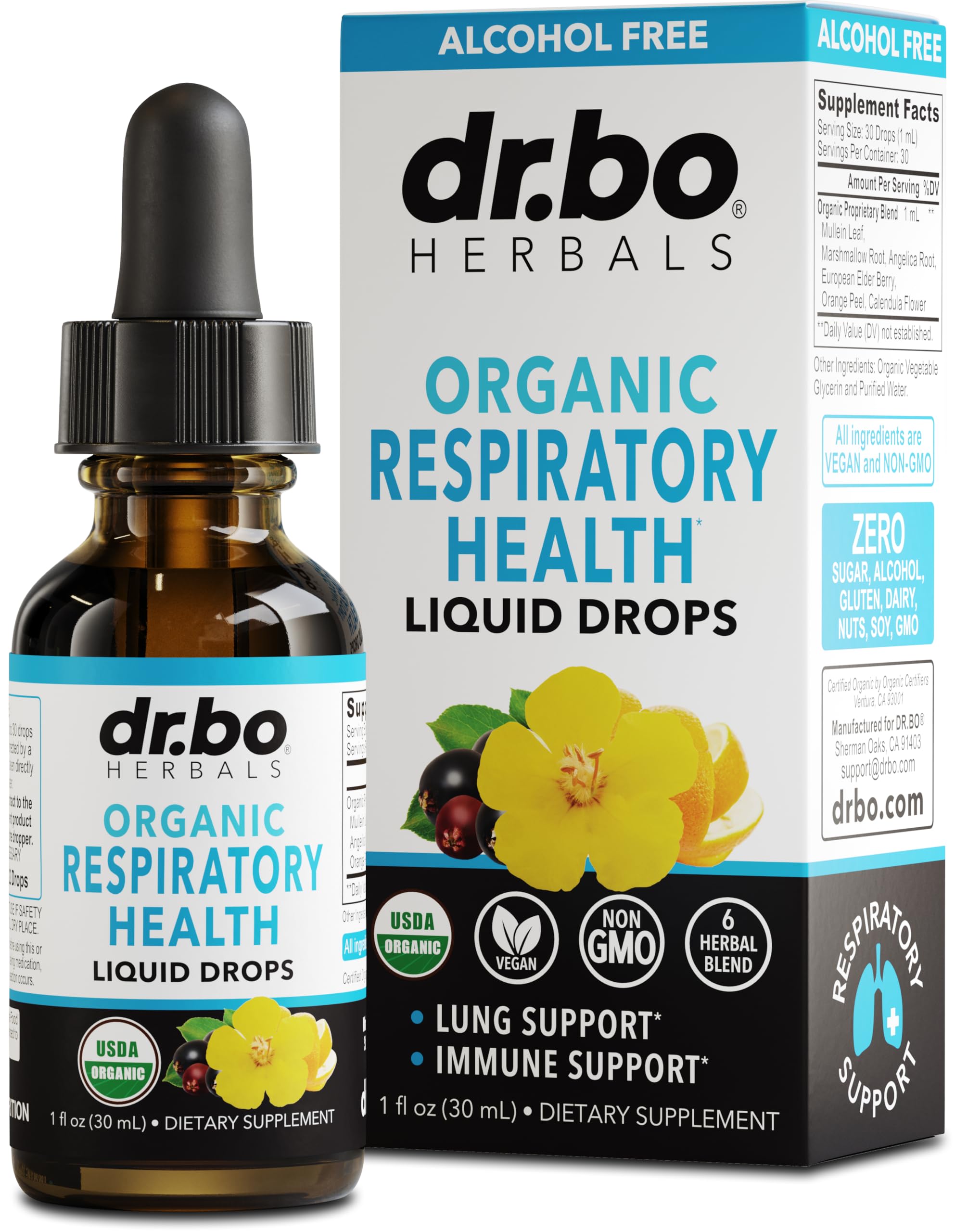 Foto 1 | Gotas Para La Salud Respiratoria Dr. Bo Lung Detox Mullein, 30 Ml - Venta Internacional.