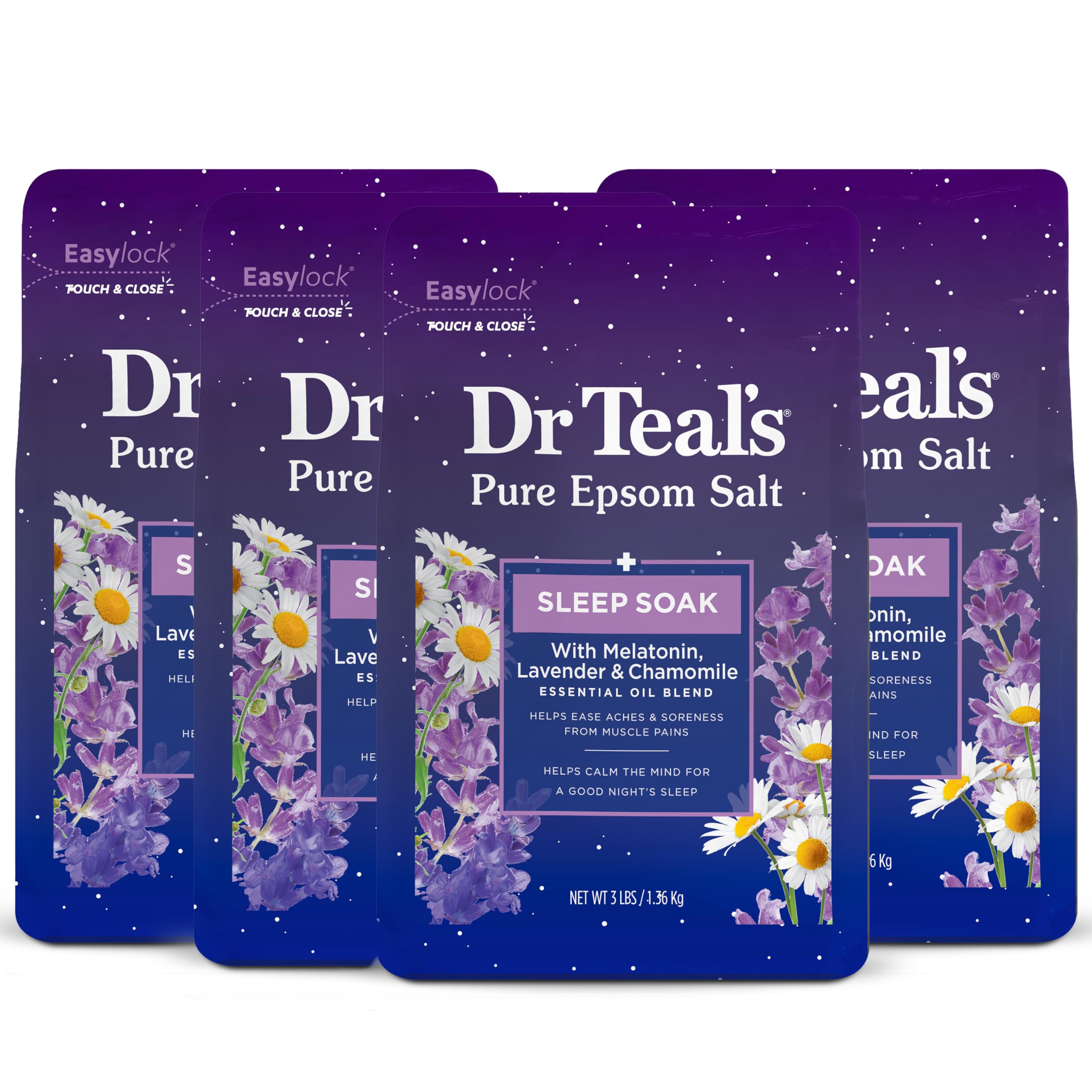 Foto 2 pulgar | Remojo Para Dormir Con Melatonina Epsom Salt Dr. Teal's, 1,36 Kg (paquete De 4) - Venta Internacional.
