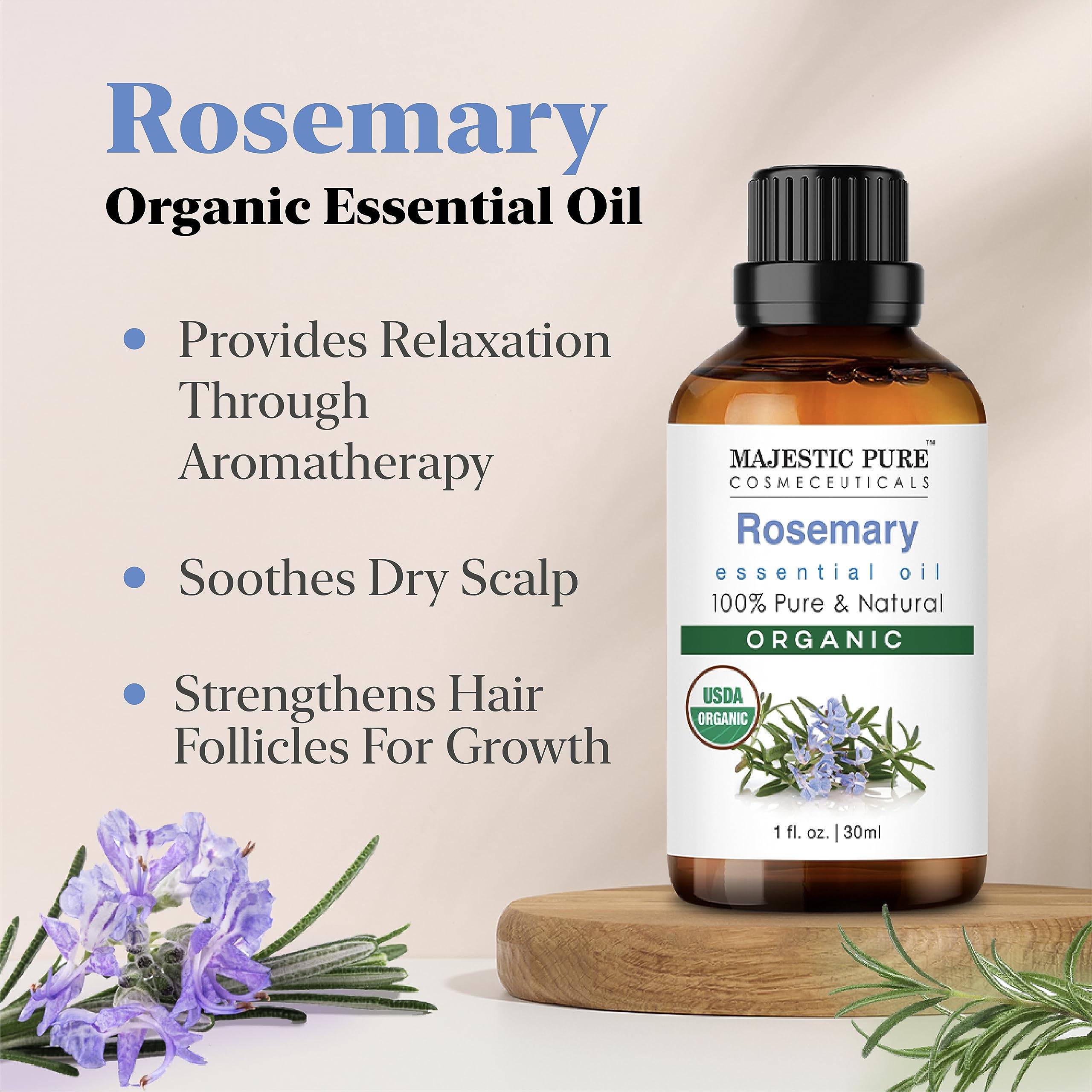 Foto 3 pulgar | Aceite Esencial Majestic Pure Organic Rosemary 30 Ml - Venta Internacional.