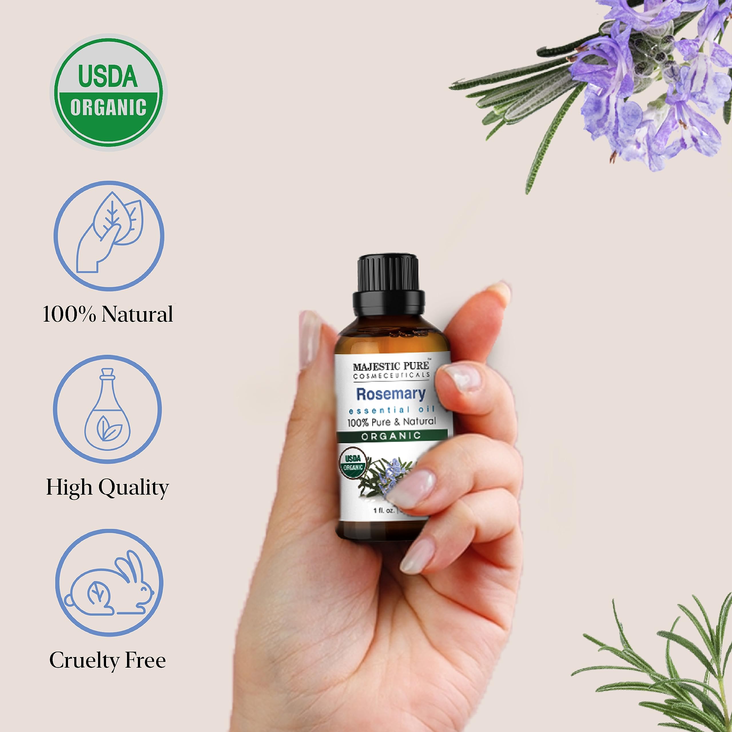 Foto 6 pulgar | Aceite Esencial Majestic Pure Organic Rosemary 30 Ml - Venta Internacional.