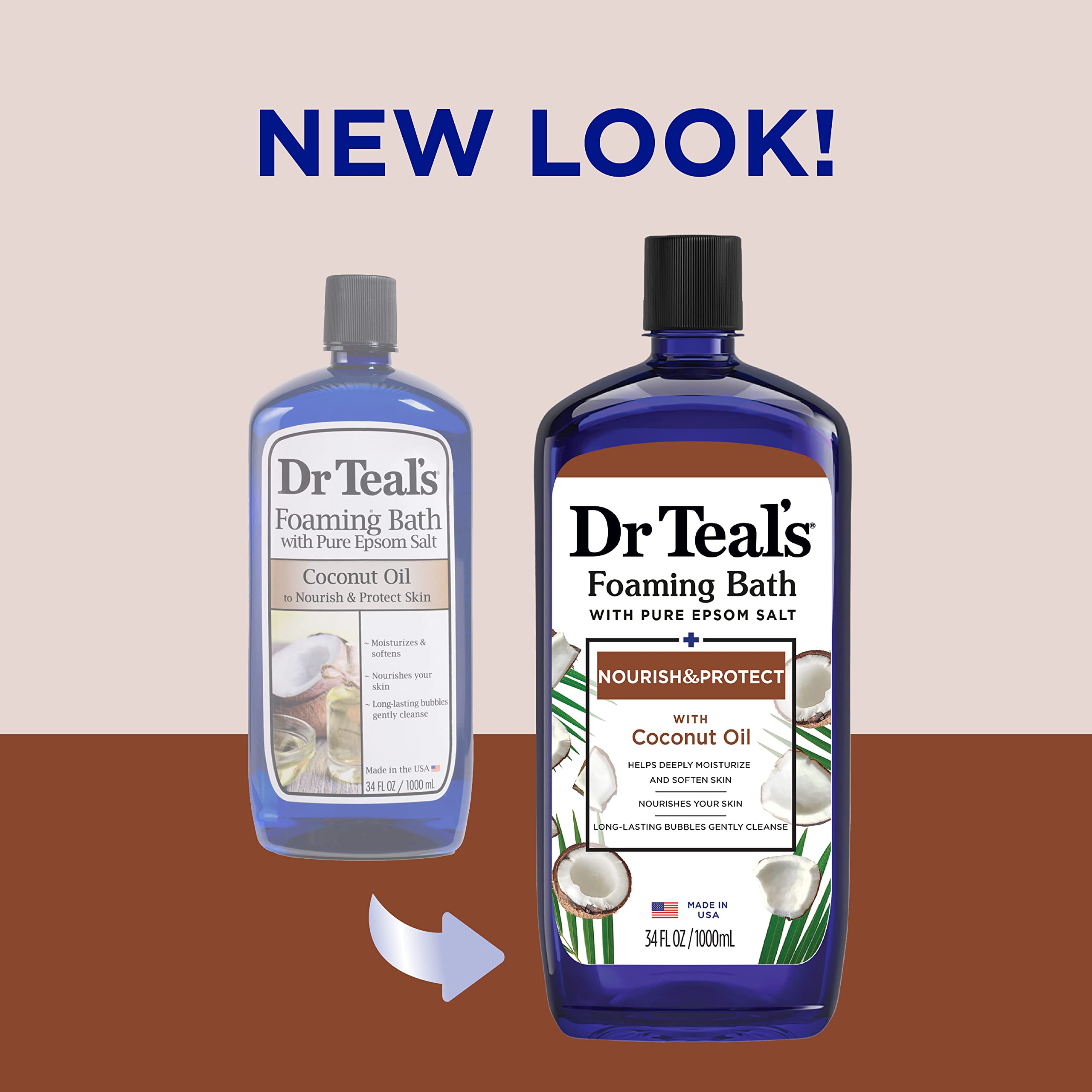 Foto 2 | Baño Espumoso Dr. Teal's Nourish & Protect Con Sal De Epsom, 1 Litro (x4) - Venta Internacional.
