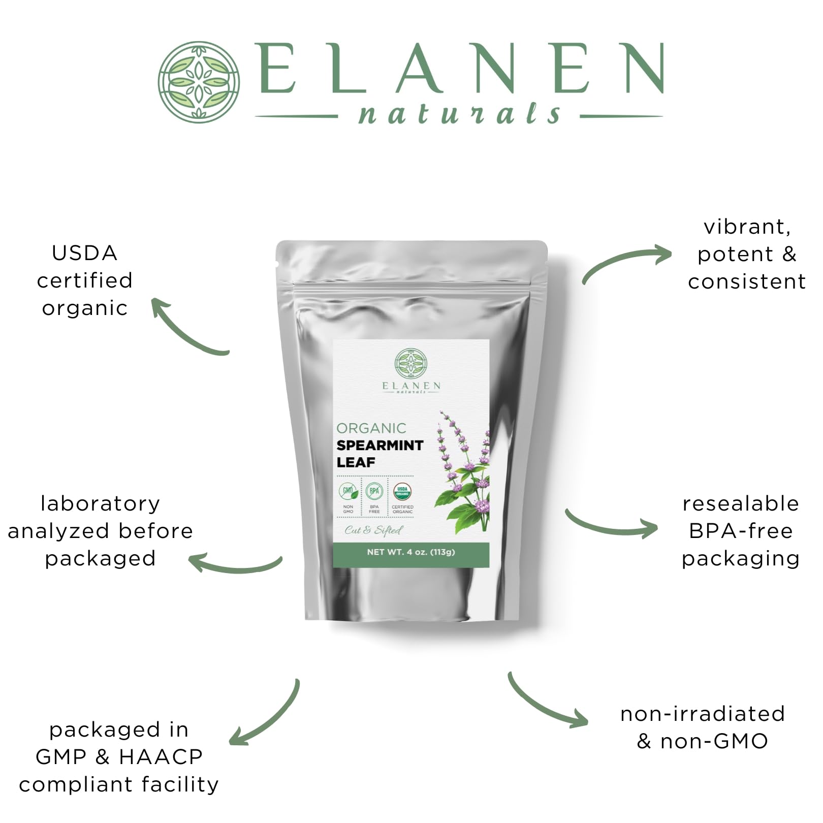 Foto 3 pulgar | Té De Menta Verde Elanen Naturals Orgánico 113 G De Hojas Sueltas - Venta Internacional.