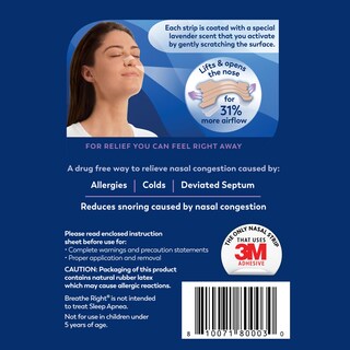 Foto 6 | Tiras Nasales Breathe Right Con Aroma A Lavanda Extra Fuertes, 26 Unidades - Venta Internacional.