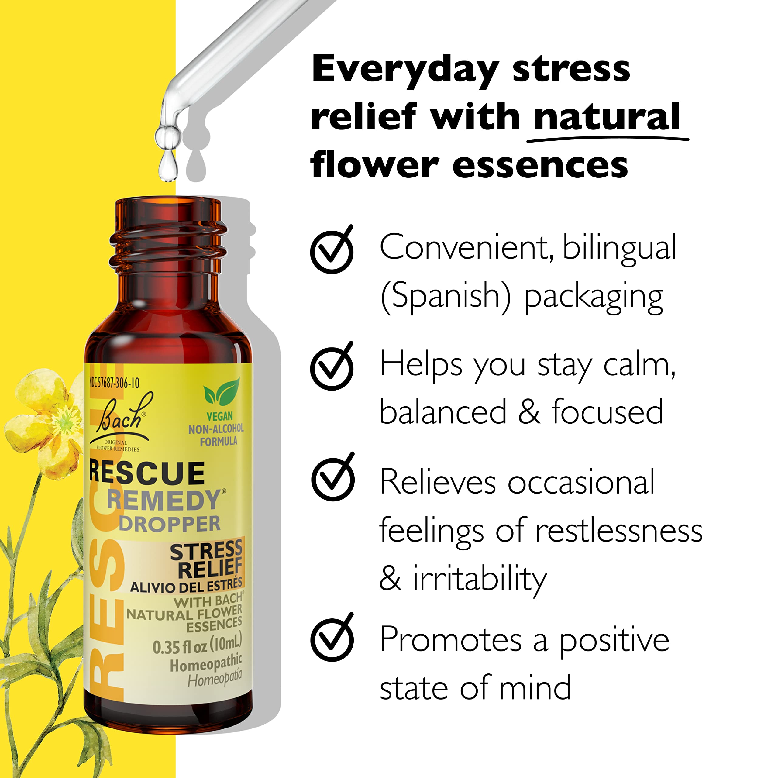 Foto 3 pulgar | Remedio De Baño Dropper Rescue, 10 Ml, Para Aliviar El Estrés De Forma Natural - Venta Internacional.
