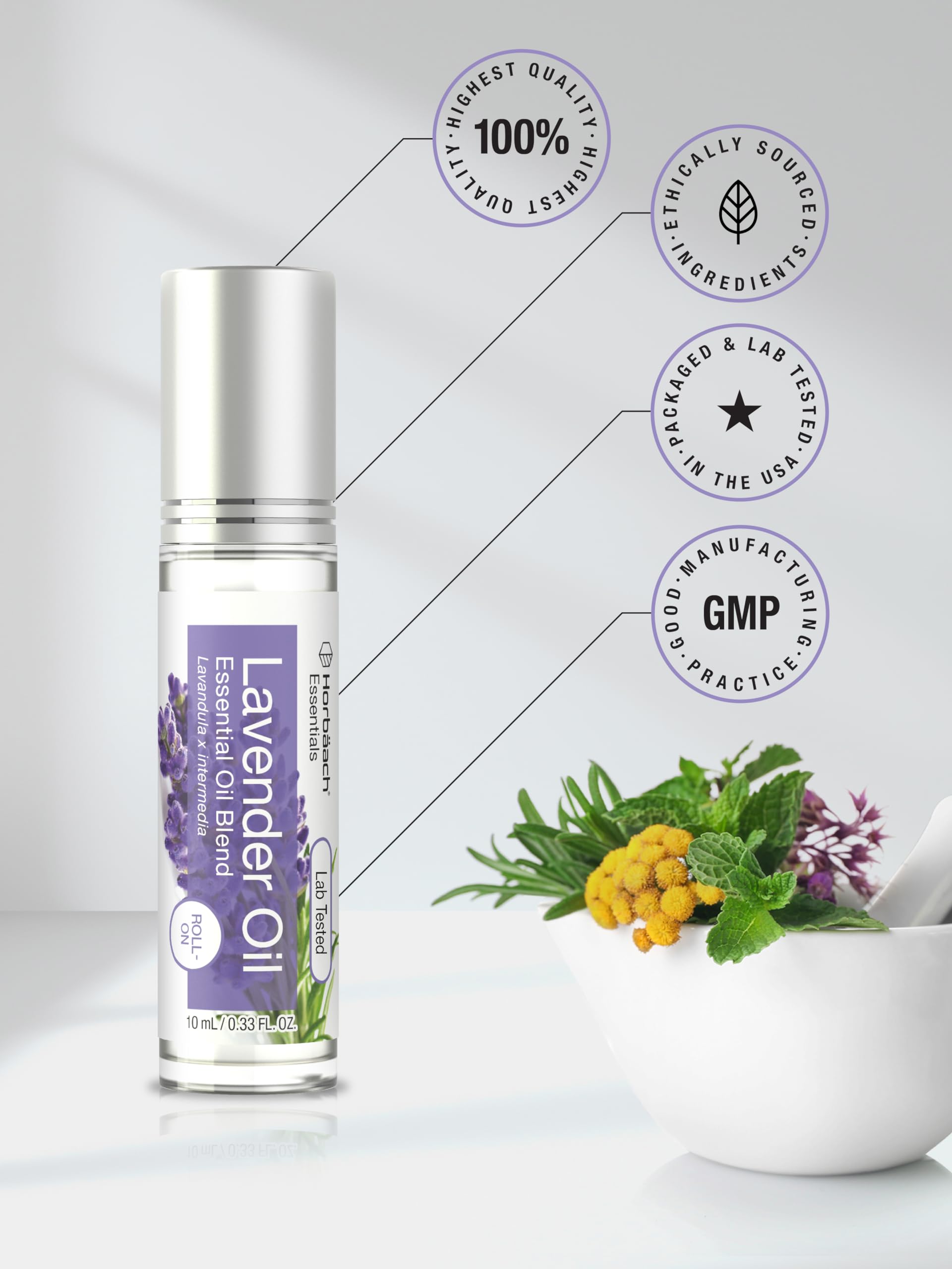 Foto 3 | Aceite Esencial Roll On Horbäach Lavanda 10 Ml (paquete De 2) - Venta Internacional.
