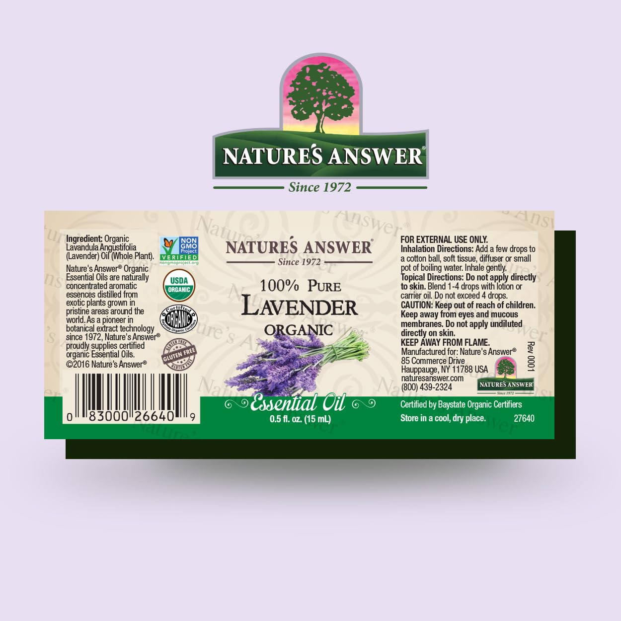 Foto 2 | Aceite Esencial Nature's Answer De Lavanda, 15 Ml, 100% Orgánico Puro - Venta Internacional.