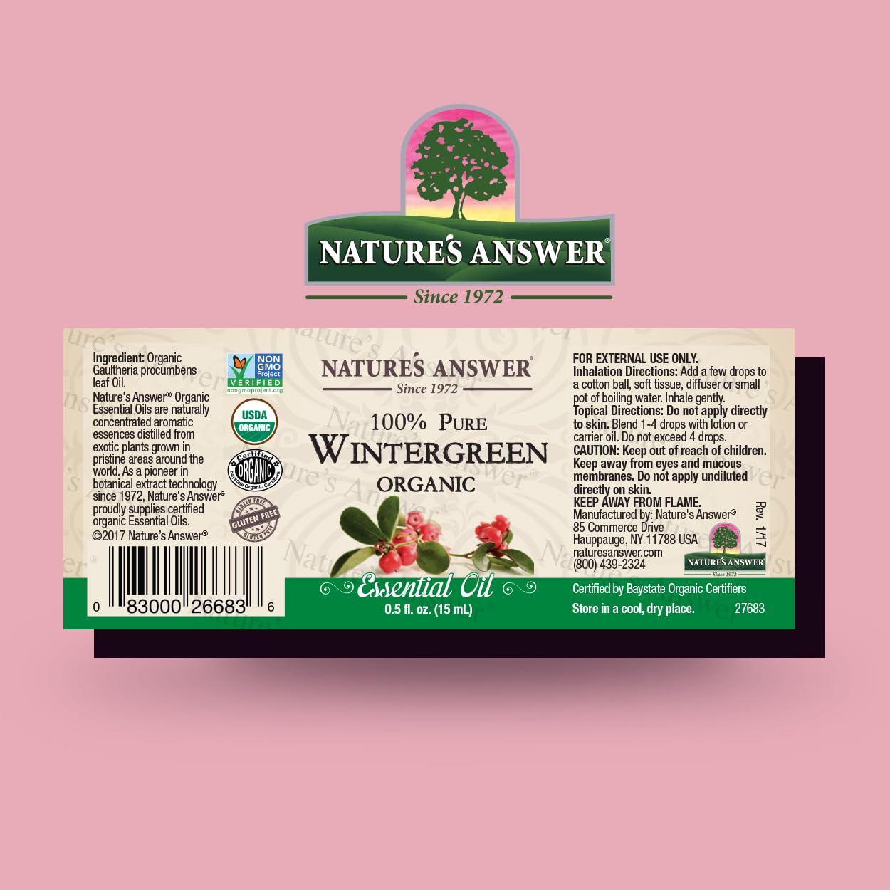 Foto 3 pulgar | Aceite Esencial Nature's Answer Wintergreen 15 Ml Usda Organic - Venta Internacional.