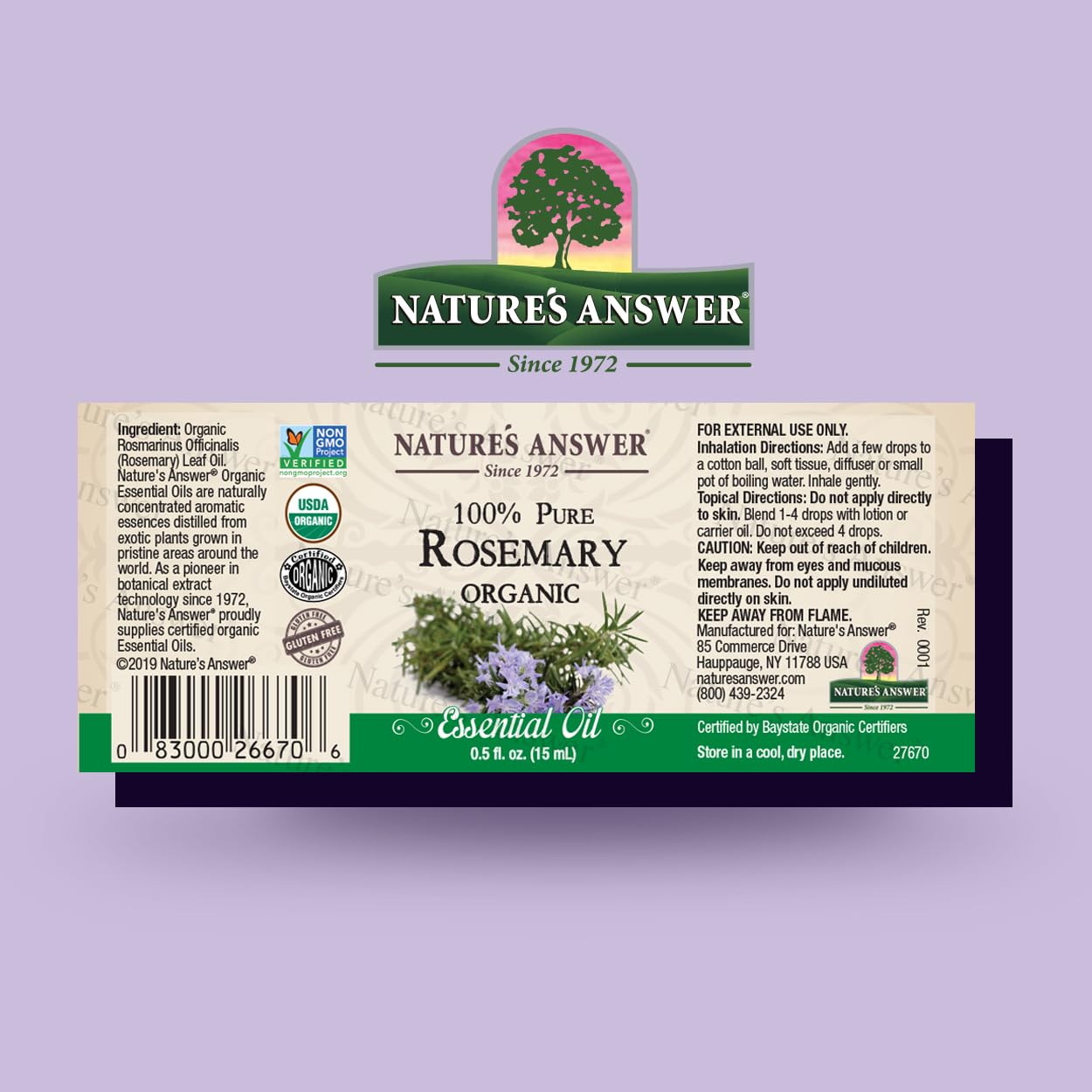 Foto 3 pulgar | Aceite Esencial Nature's Answer De Romero, 15 Ml, 100% Puro - Venta Internacional.