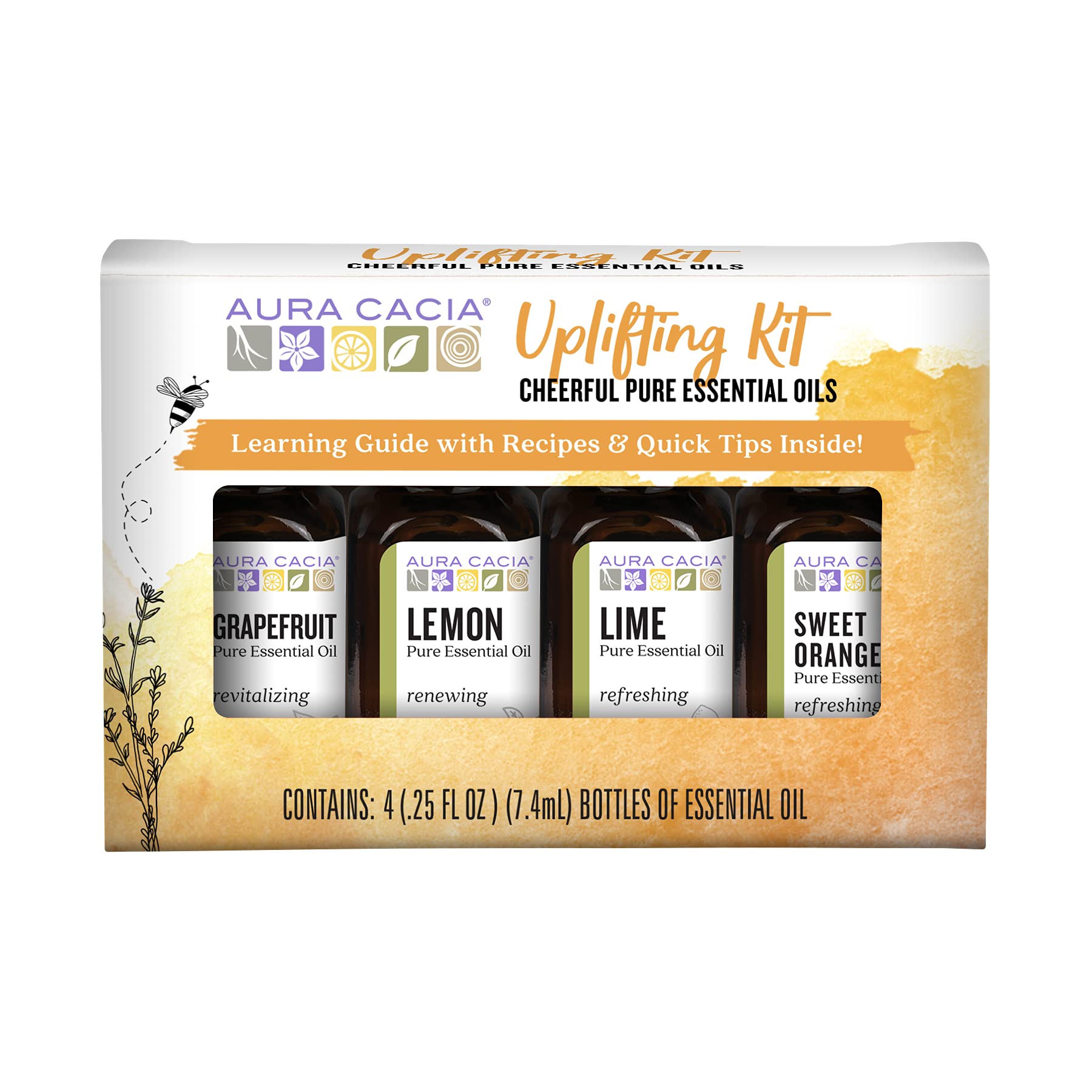 Foto 2 pulgar | Kit Revitalizante De Aceites Esenciales Aura Cacia Cheerful, 7 Ml, Paquete De 4 - Venta Internacional.