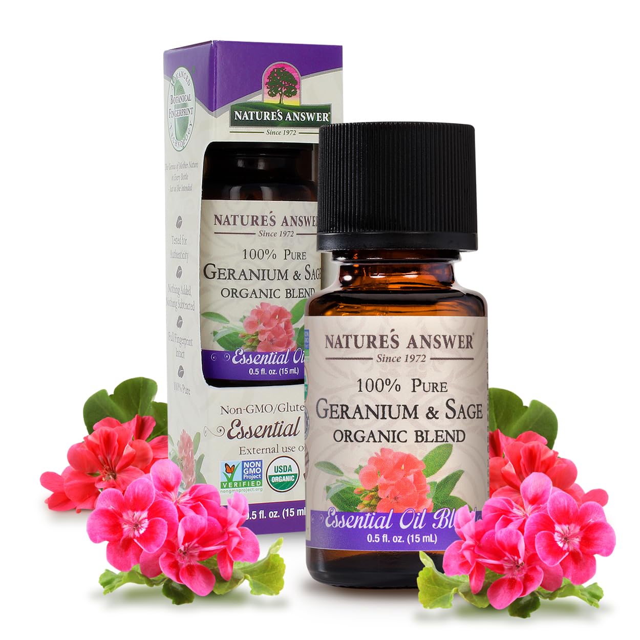 Foto 2 pulgar | Mezcla De Aceites Esenciales Nature's Answer Geranio/salvia 15 Ml - Venta Internacional.