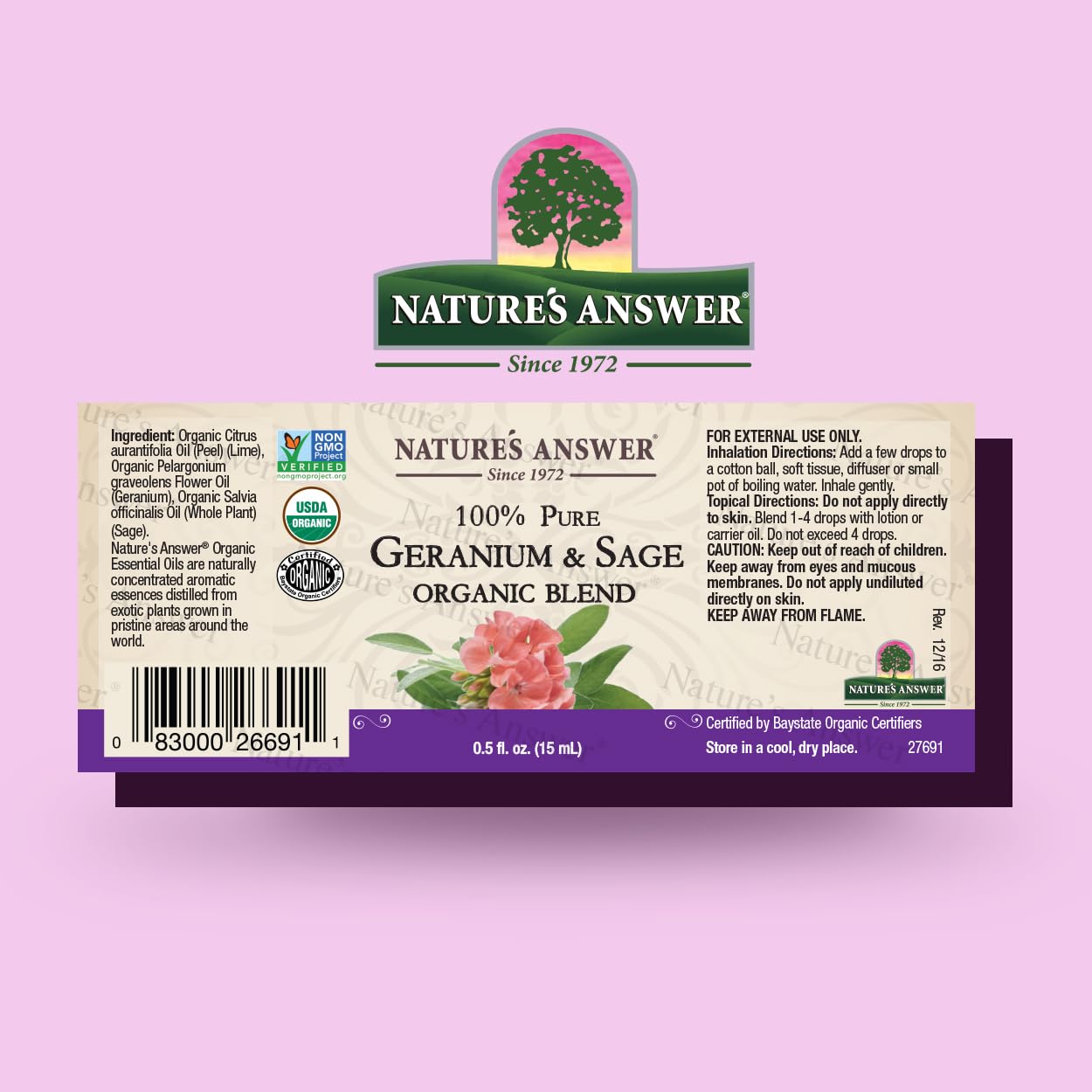 Foto 2 | Mezcla De Aceites Esenciales Nature's Answer Geranio/salvia 15 Ml - Venta Internacional.