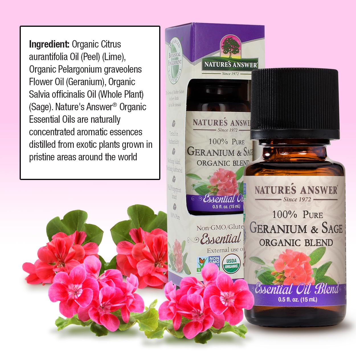 Foto 4 pulgar | Mezcla De Aceites Esenciales Nature's Answer Geranio/salvia 15 Ml - Venta Internacional.