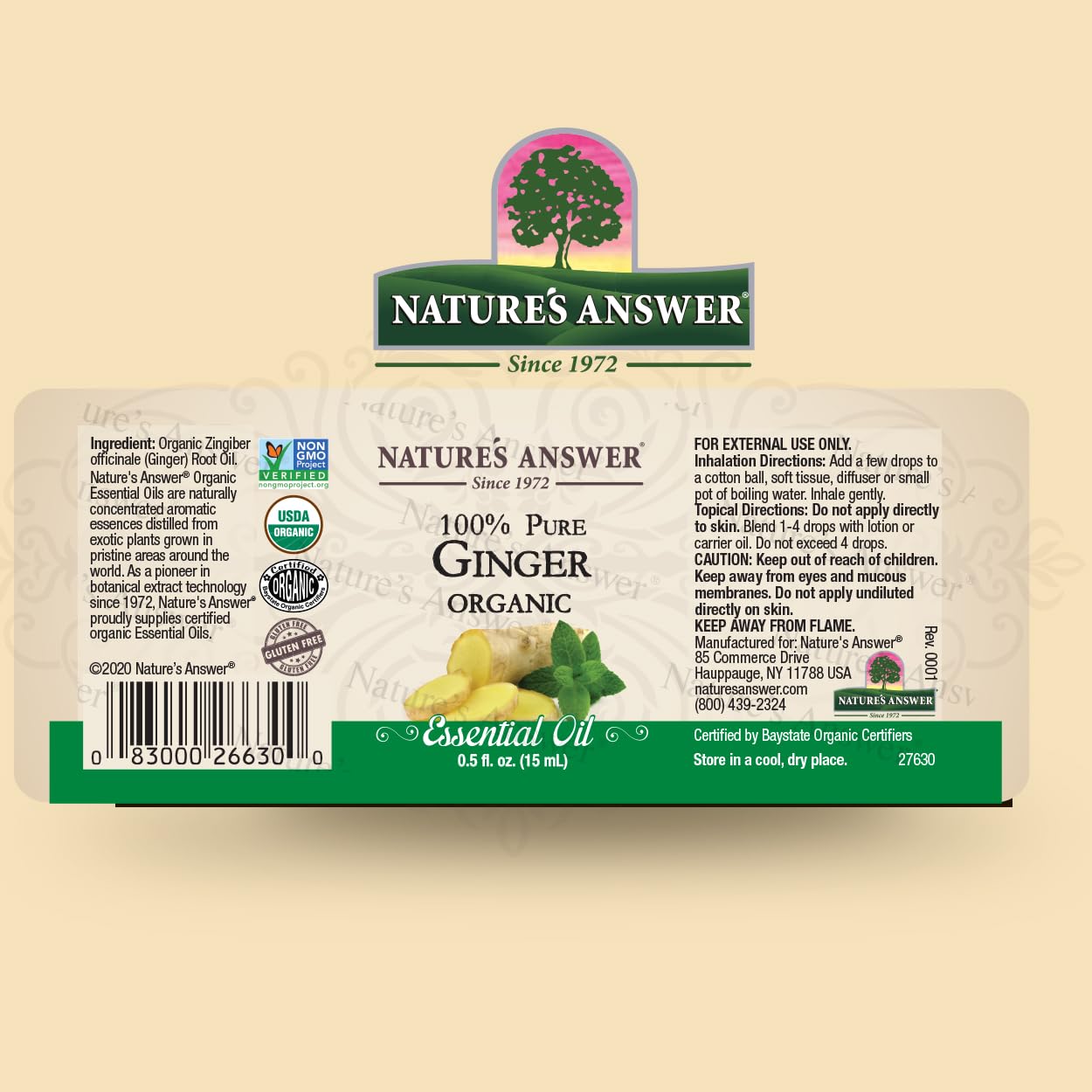 Foto 2 | Aceite Esencial Nature's Answer De Raíz De Jengibre 15 Ml Usda Organic - Venta Internacional.