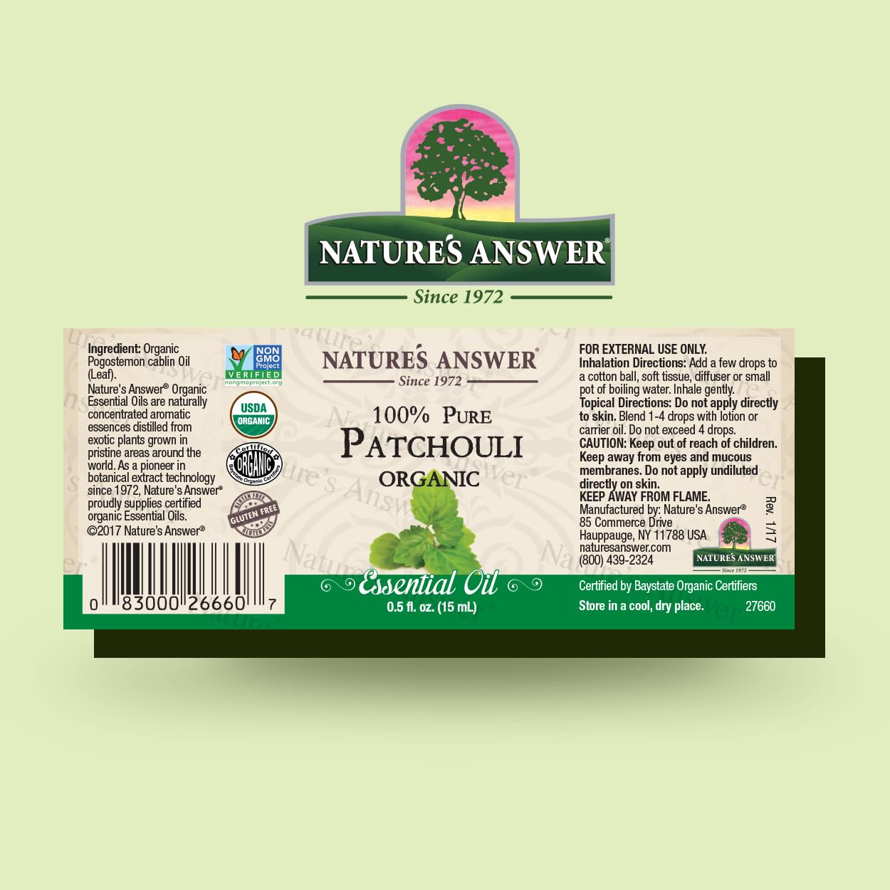 Foto 2 | Aceite Esencial De Pachulí Nature's Answer, 15 Ml, 100% Orgánico - Venta Internacional.