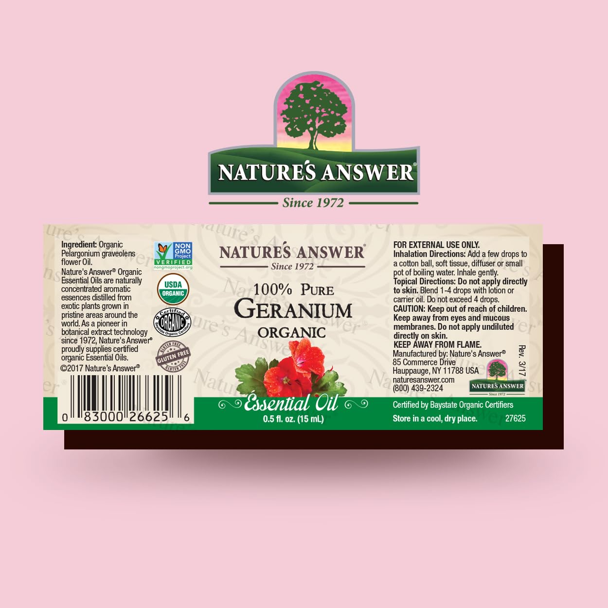 Foto 2 | Aceite Esencial De Geranio Nature's Answer, 15 Ml, 100% Orgánico Puro - Venta Internacional.