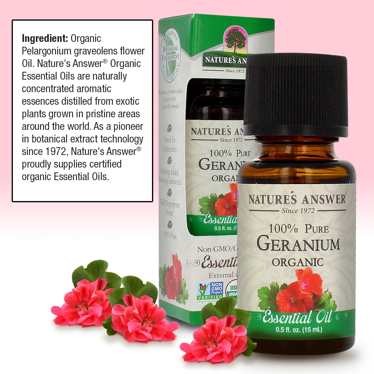Foto 4 pulgar | Aceite Esencial De Geranio Nature's Answer, 15 Ml, 100% Orgánico Puro - Venta Internacional.