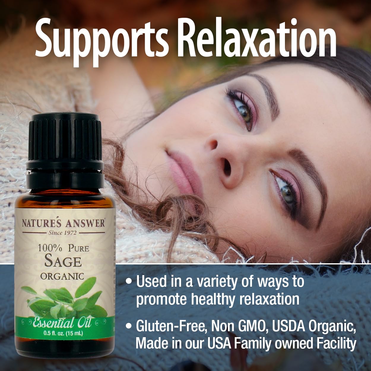 Foto 4 | Aceite Esencial De Salvia Nature's Answer 100% Puro, 15 Ml, Orgánico Usda - Venta Internacional.