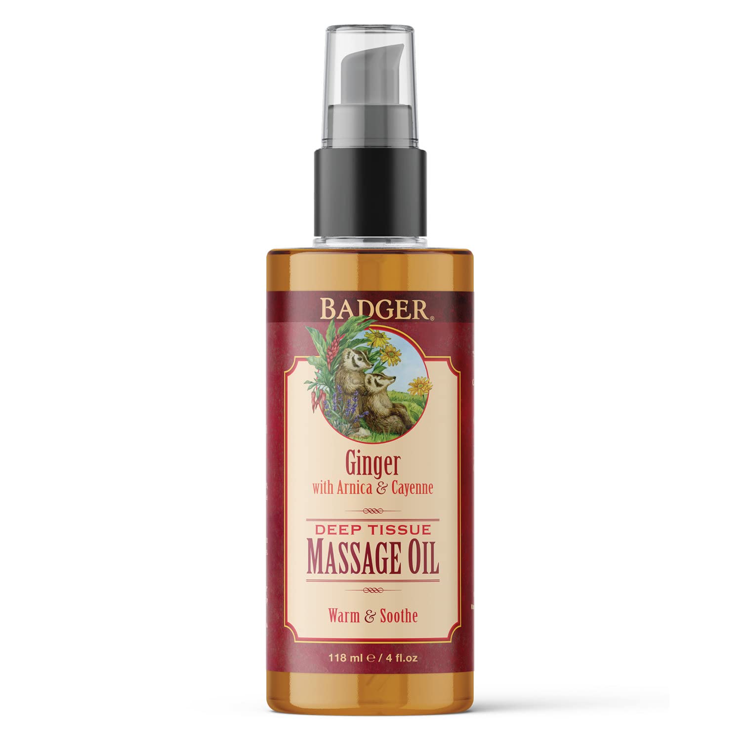 Foto 2 pulgar | Aceite De Masaje Badger Ginger 100% Orgánico Con Árnica Y Cayena 120 Ml - Venta Internacional.