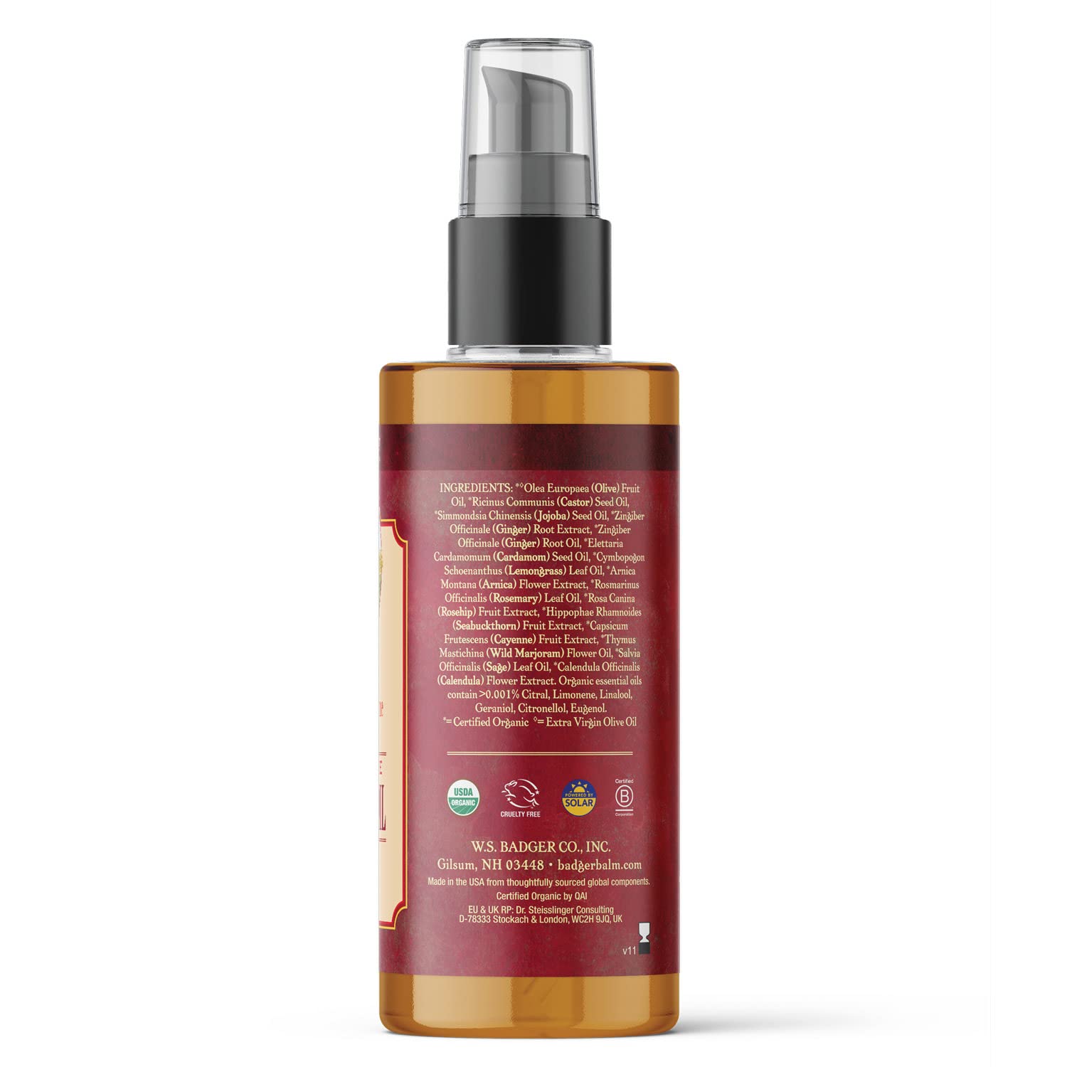 Foto 3 pulgar | Aceite De Masaje Badger Ginger 100% Orgánico Con Árnica Y Cayena 120 Ml - Venta Internacional.