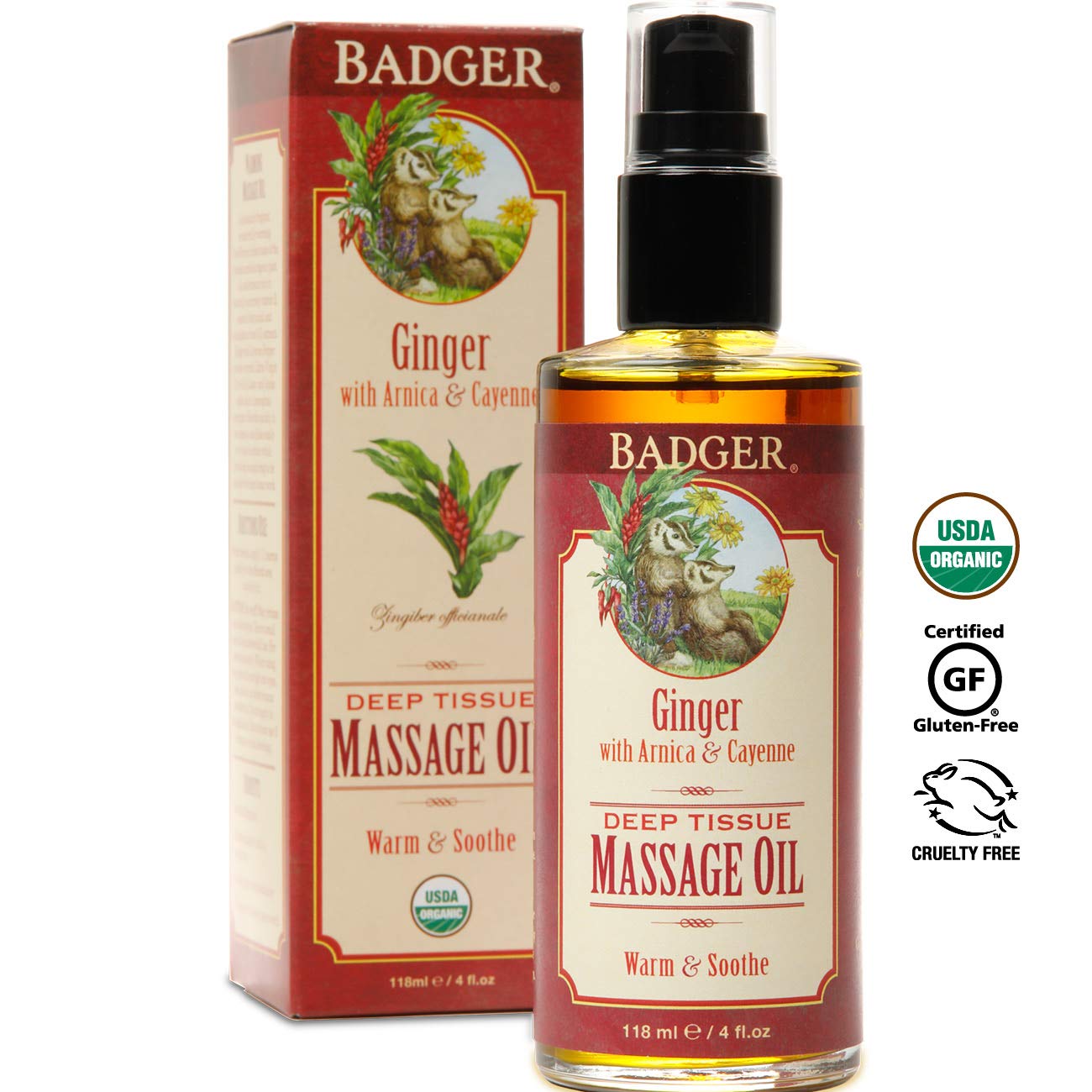 Foto 8 pulgar | Aceite De Masaje Badger Ginger 100% Orgánico Con Árnica Y Cayena 120 Ml - Venta Internacional.