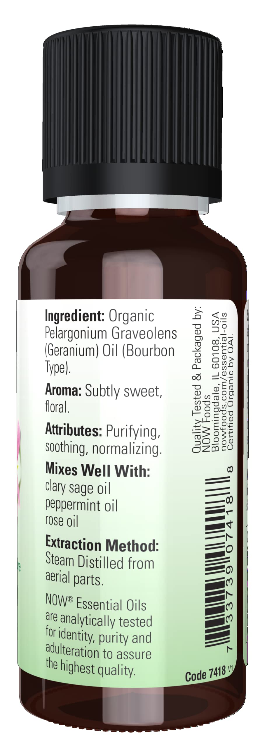 Foto 2 | Aceite Esencial Now Foods De Geranio, 30 Ml, Certificado Orgánico - Venta Internacional.