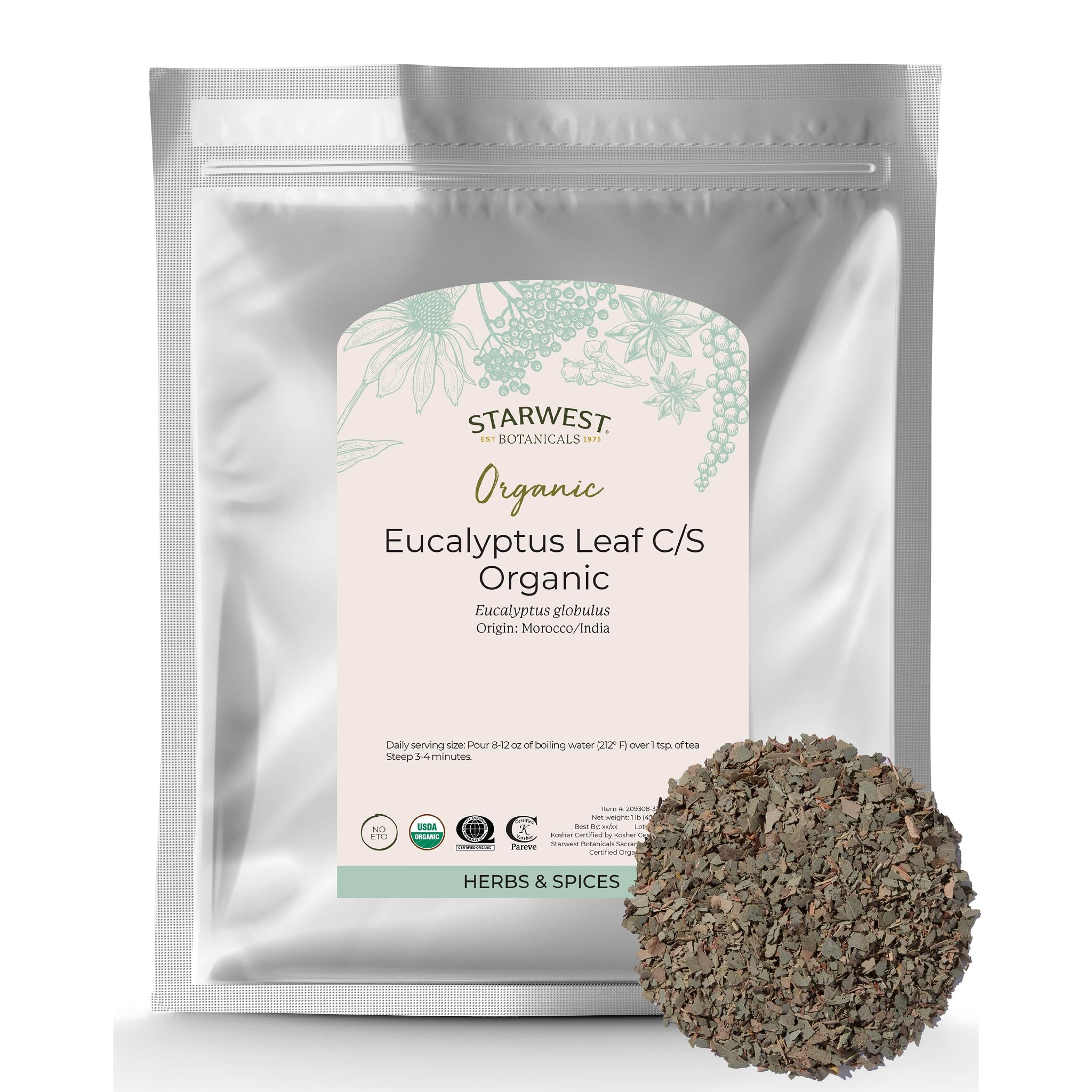 Foto 2 pulgar | Hojas Secas De Eucalipto Starwest Botanicals, Bolsa Orgánica De 454 G - Venta Internacional.