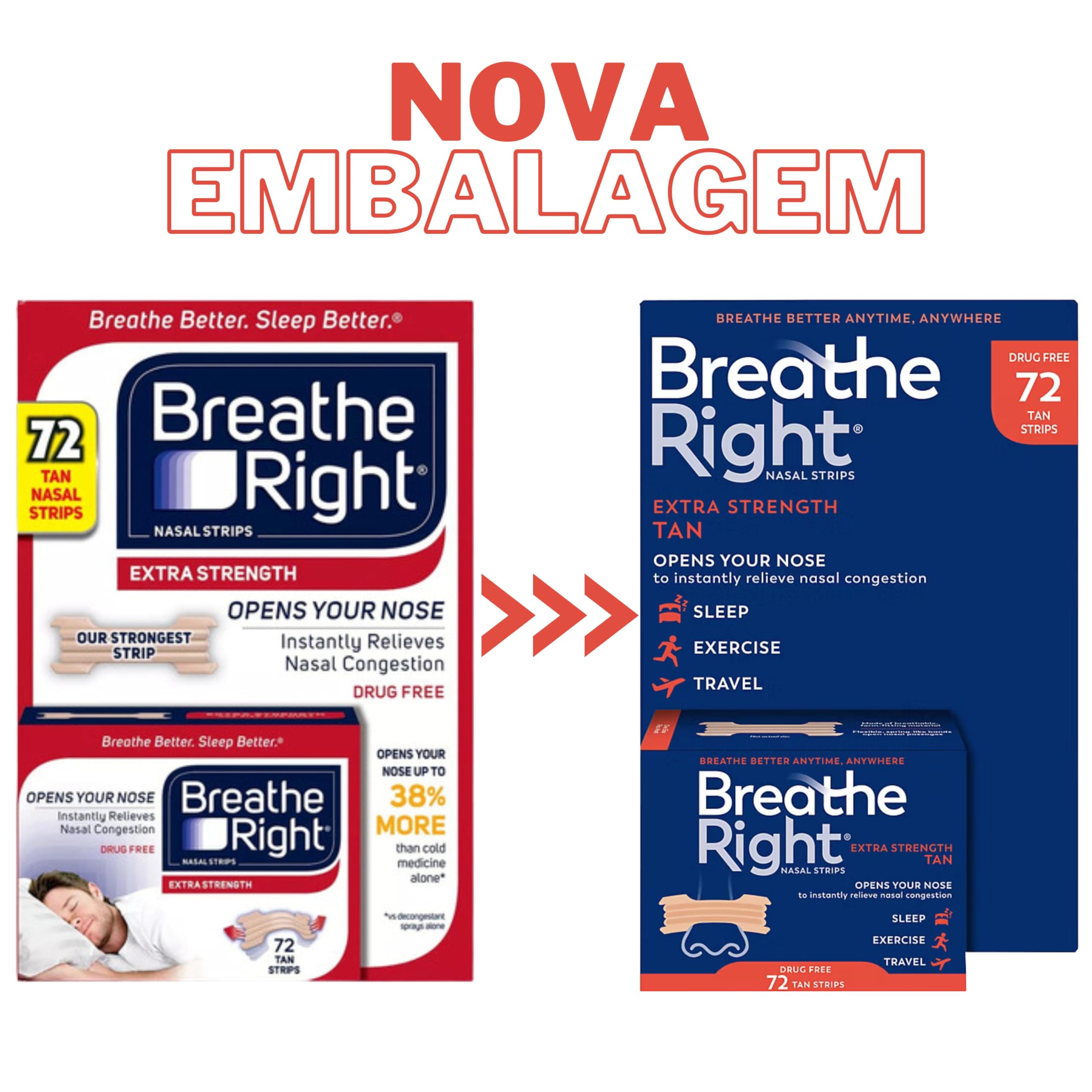 Foto 2 | Tiras Nasales Breathe Right Extra Strength  72 Tiras - Venta Internacional.