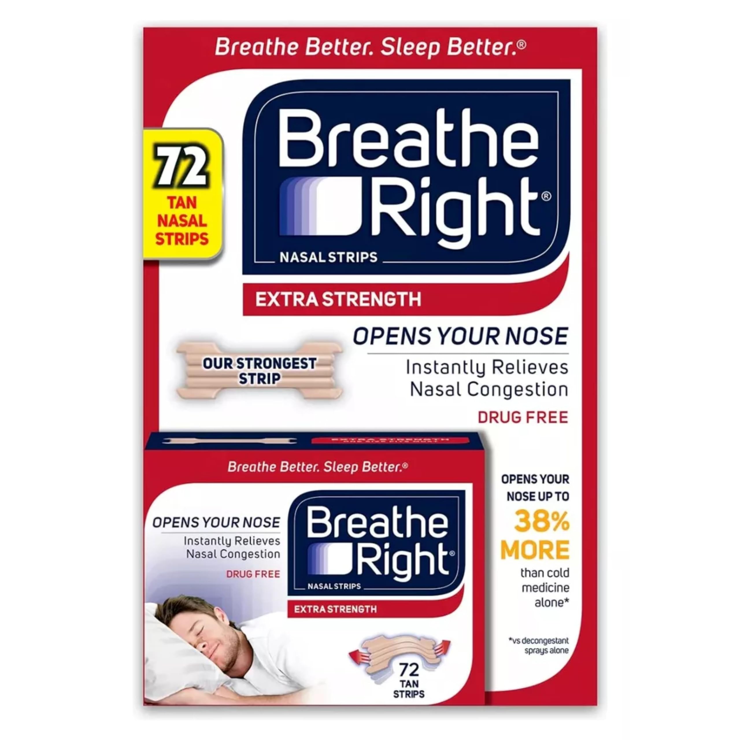 Foto 3 | Tiras Nasales Breathe Right Extra Strength  72 Tiras - Venta Internacional.