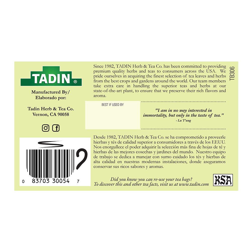 Foto 4 | Té De Hierbas Tadin Manzanilla Con Menta 24 Bolsas Sin Cafeína - Venta Internacional.