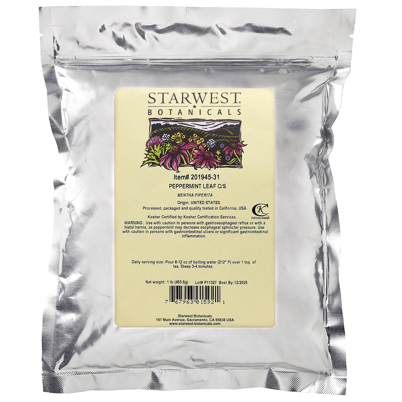 Foto 2 | Hoja De Menta Starwest Botanicals Cortada Y Tamizada 453 6 G - Venta Internacional.